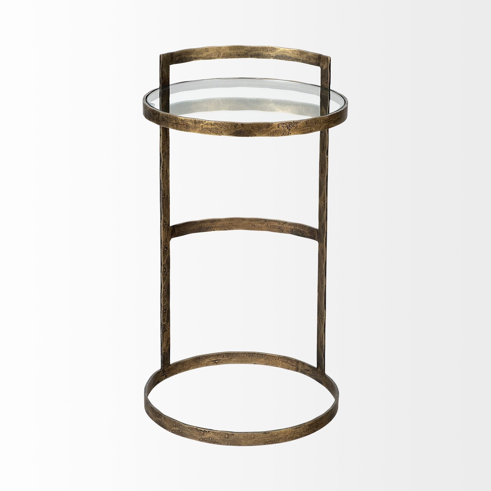 27" Gold And Clear Glass Round End Table - Image 3