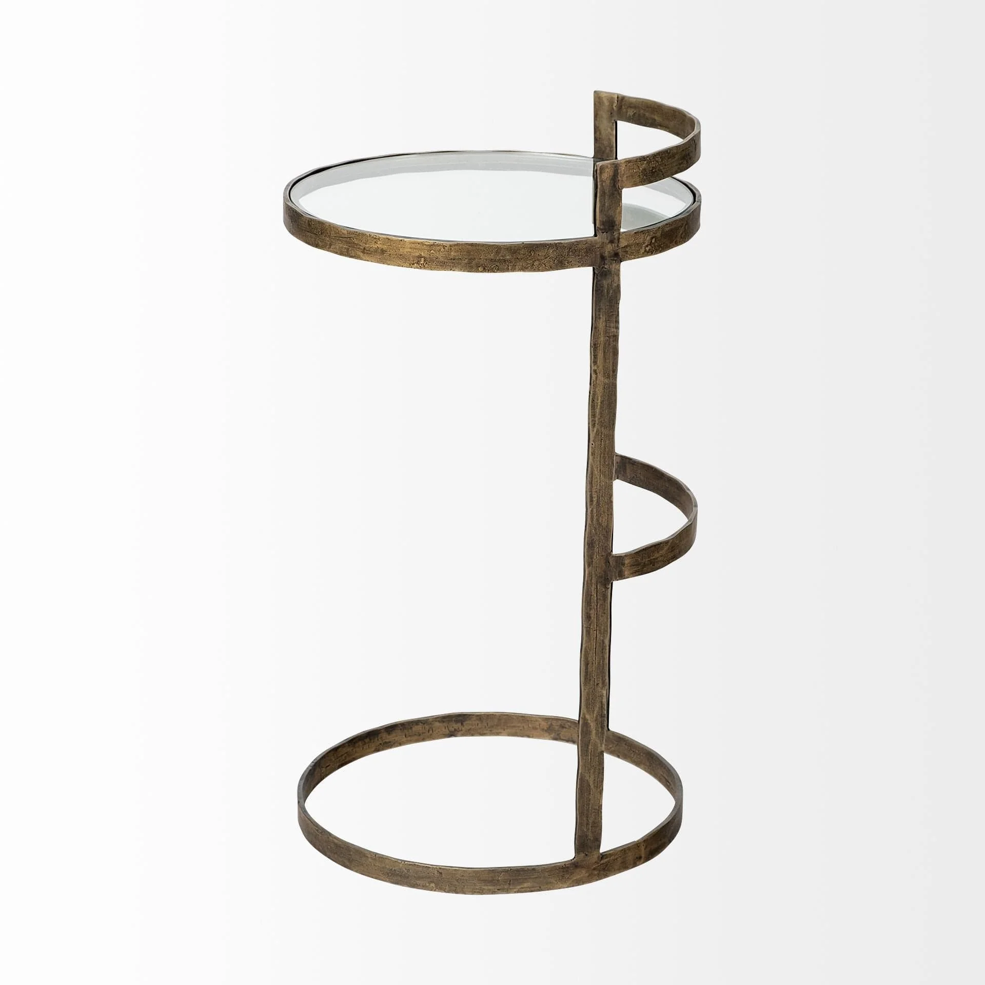 27" Gold And Clear Glass Round End Table - Image 4
