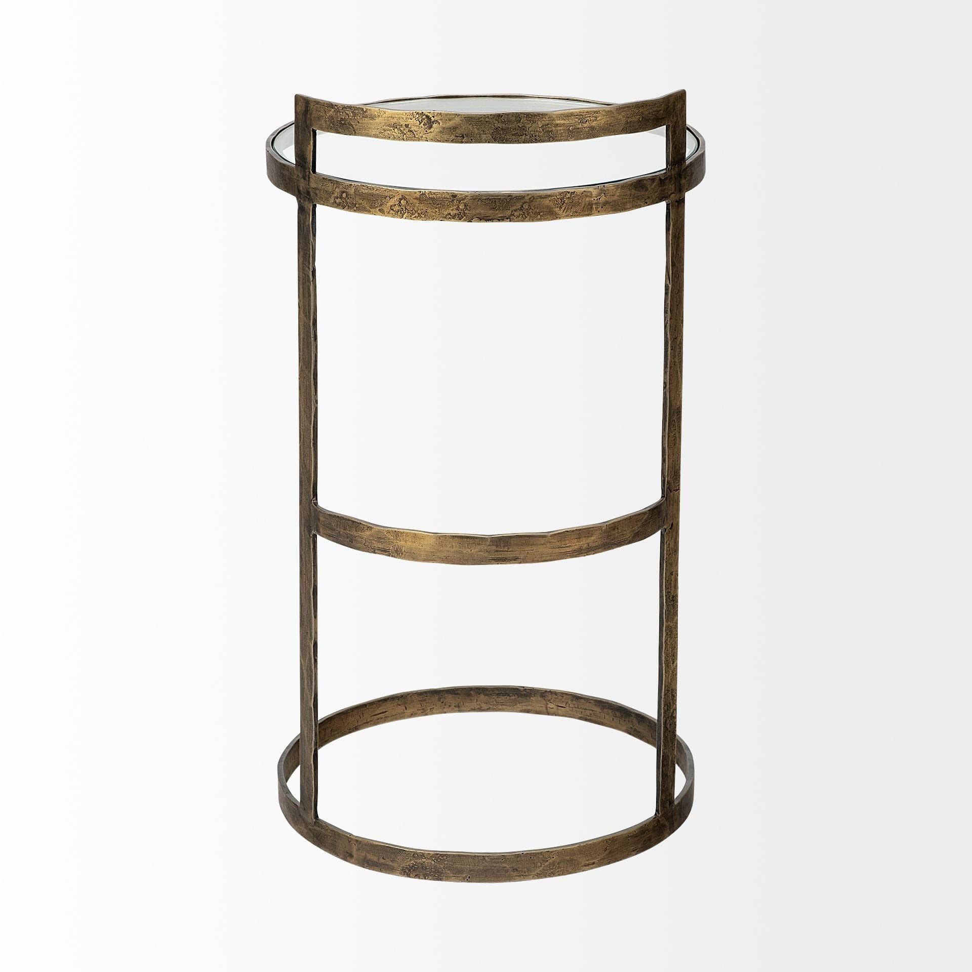 27" Gold And Clear Glass Round End Table - Image 5