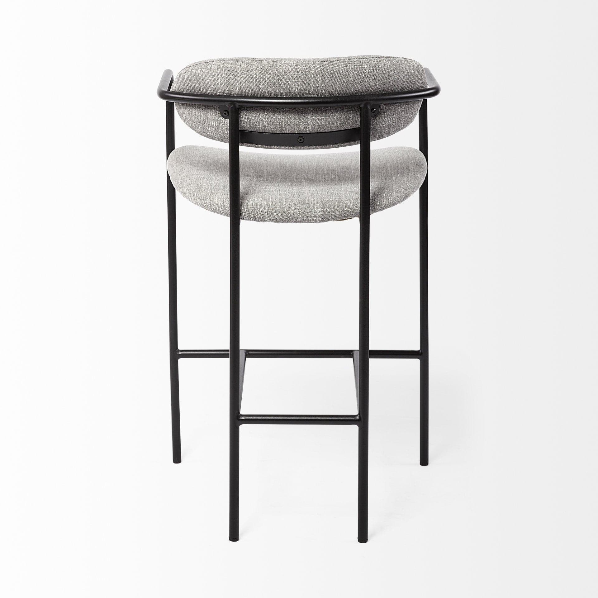 27" Gray And Black Upholstered And Metal Counter Height Bar Chair - Image 5