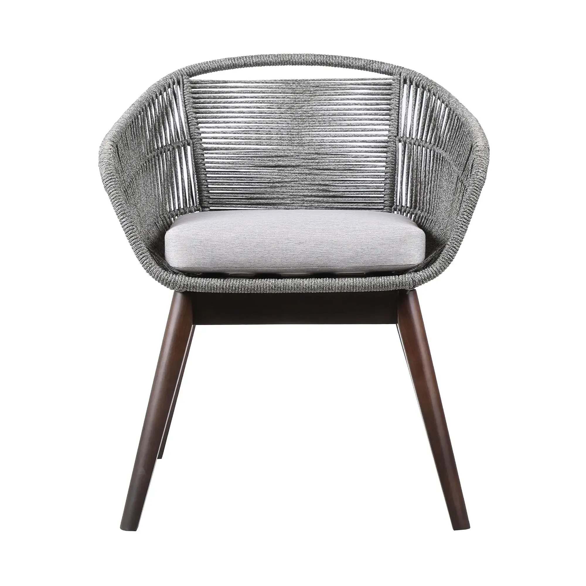 27" Gray Solid Wood Outdoor Dining Chair with Gray Cushion - Image 3