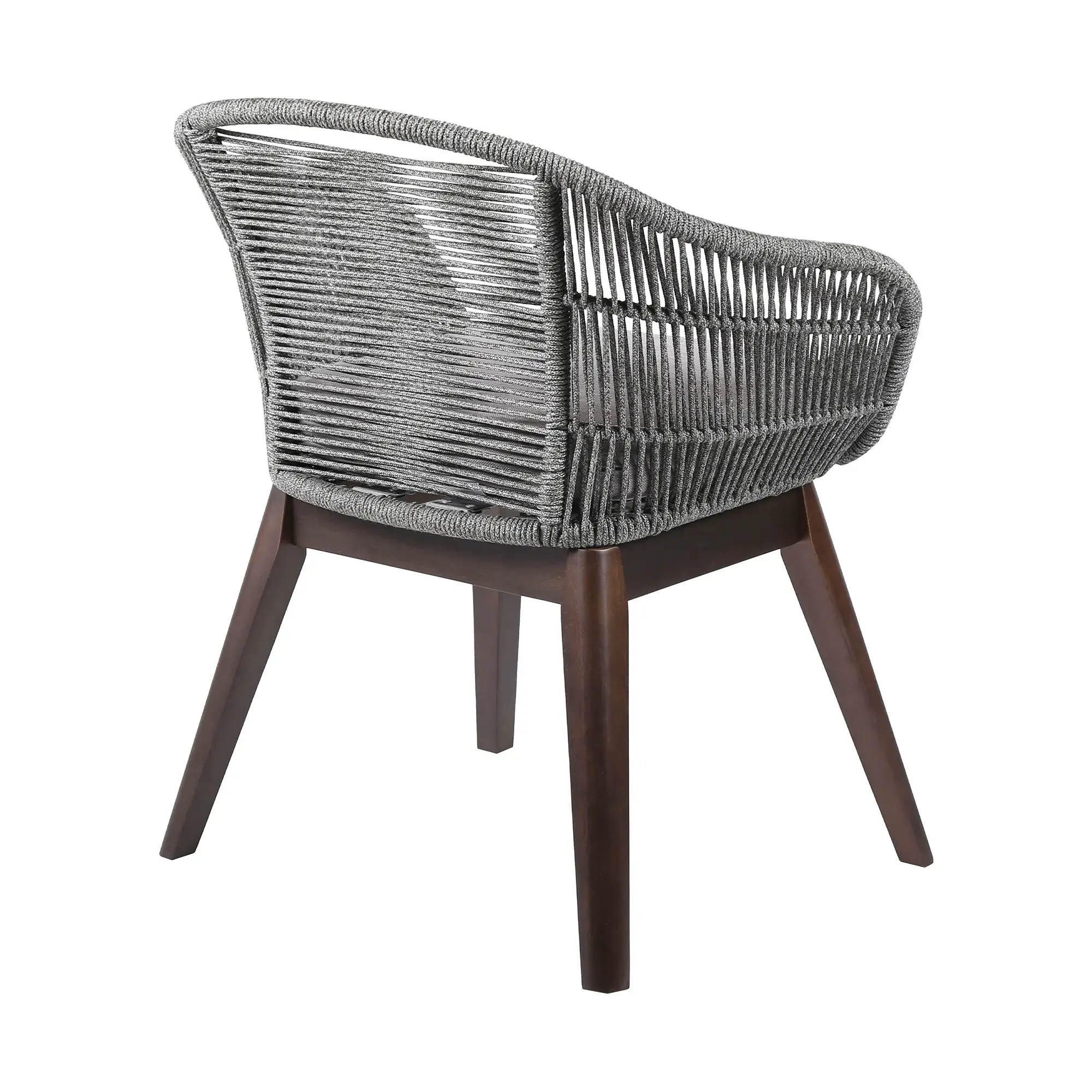 27" Gray Solid Wood Outdoor Dining Chair with Gray Cushion - Image 4