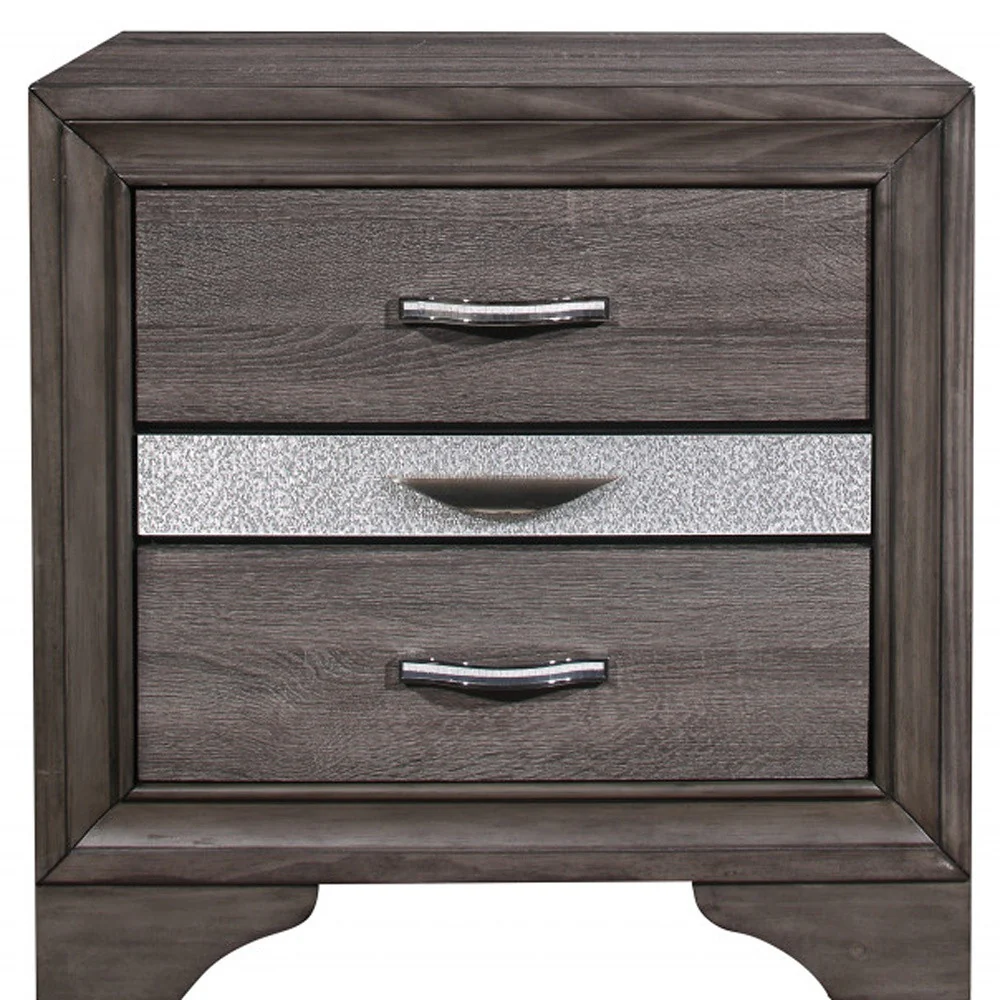 27" Gray Two Drawer Nightstand - Image 2