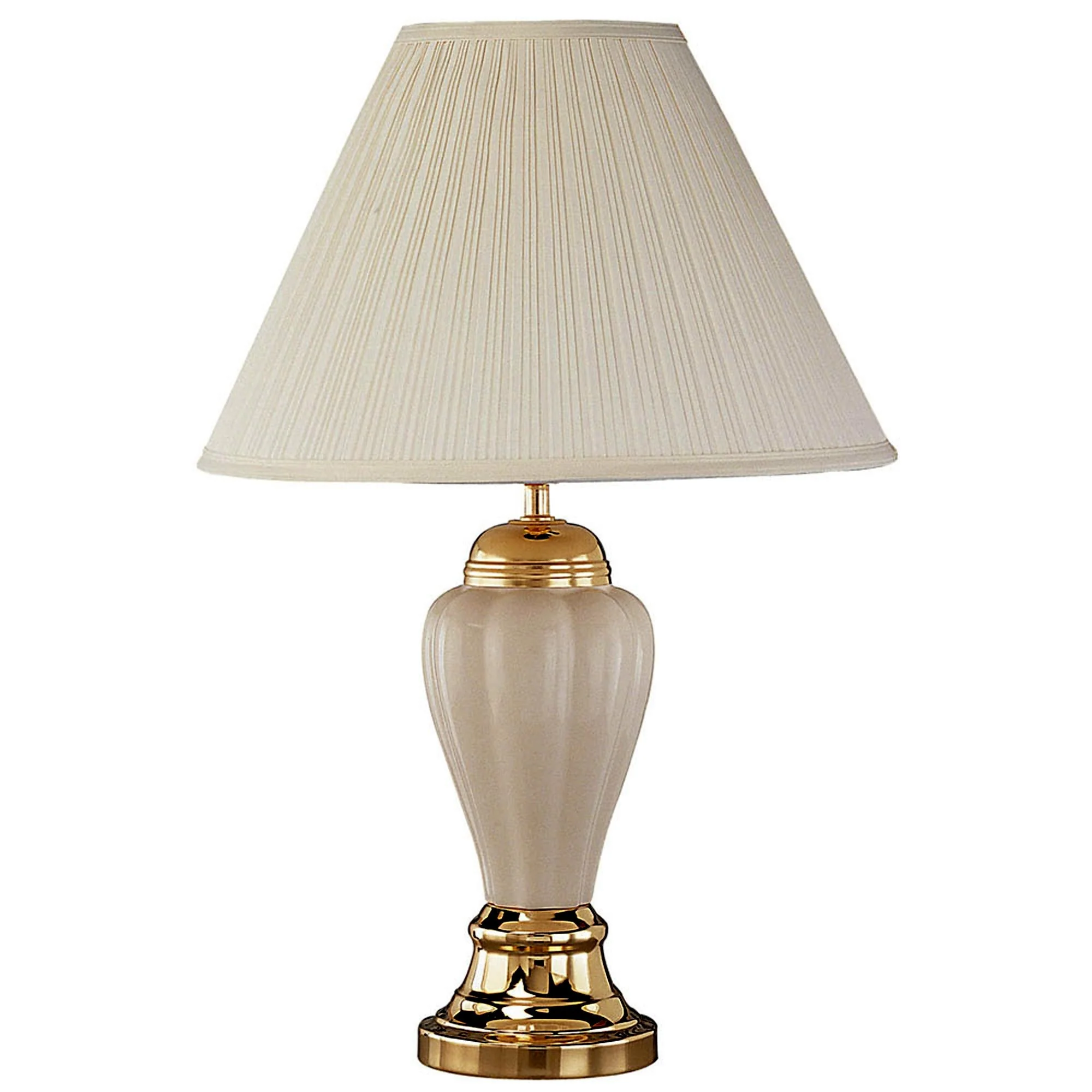 27" Ivory and Gold Ceramic Urn Table Lamp With Off White Empire Shade - Image 2