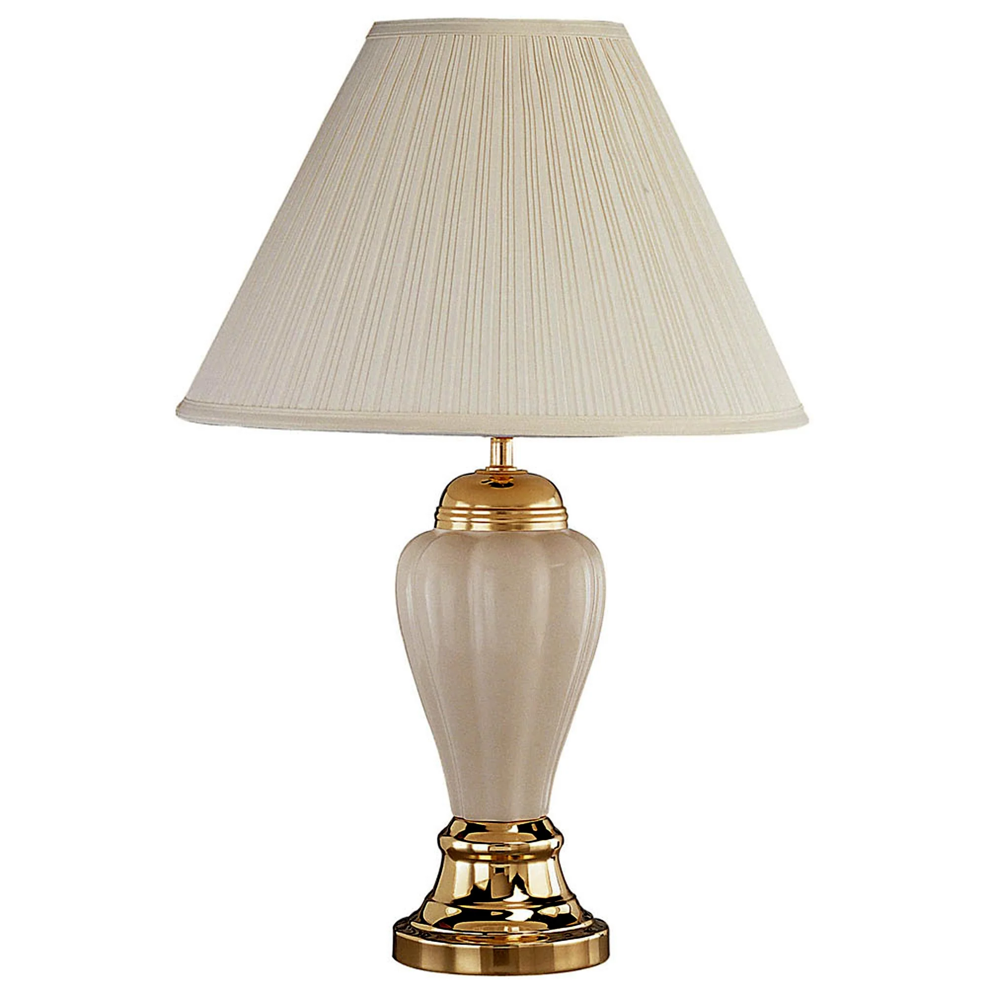 27" Ivory and Gold Ceramic Urn Table Lamp With Off White Empire Shade - Image 3