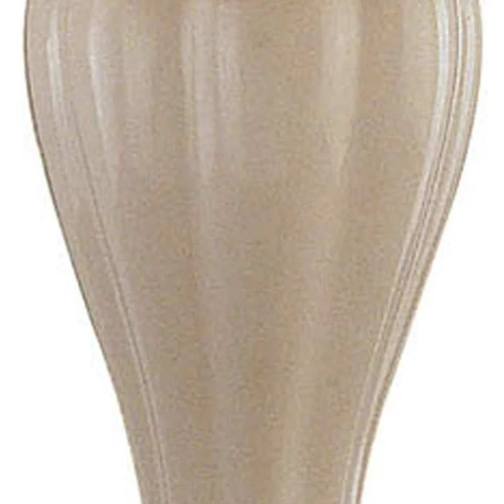 27" Ivory and Gold Ceramic Urn Table Lamp With Off White Empire Shade - Image 4