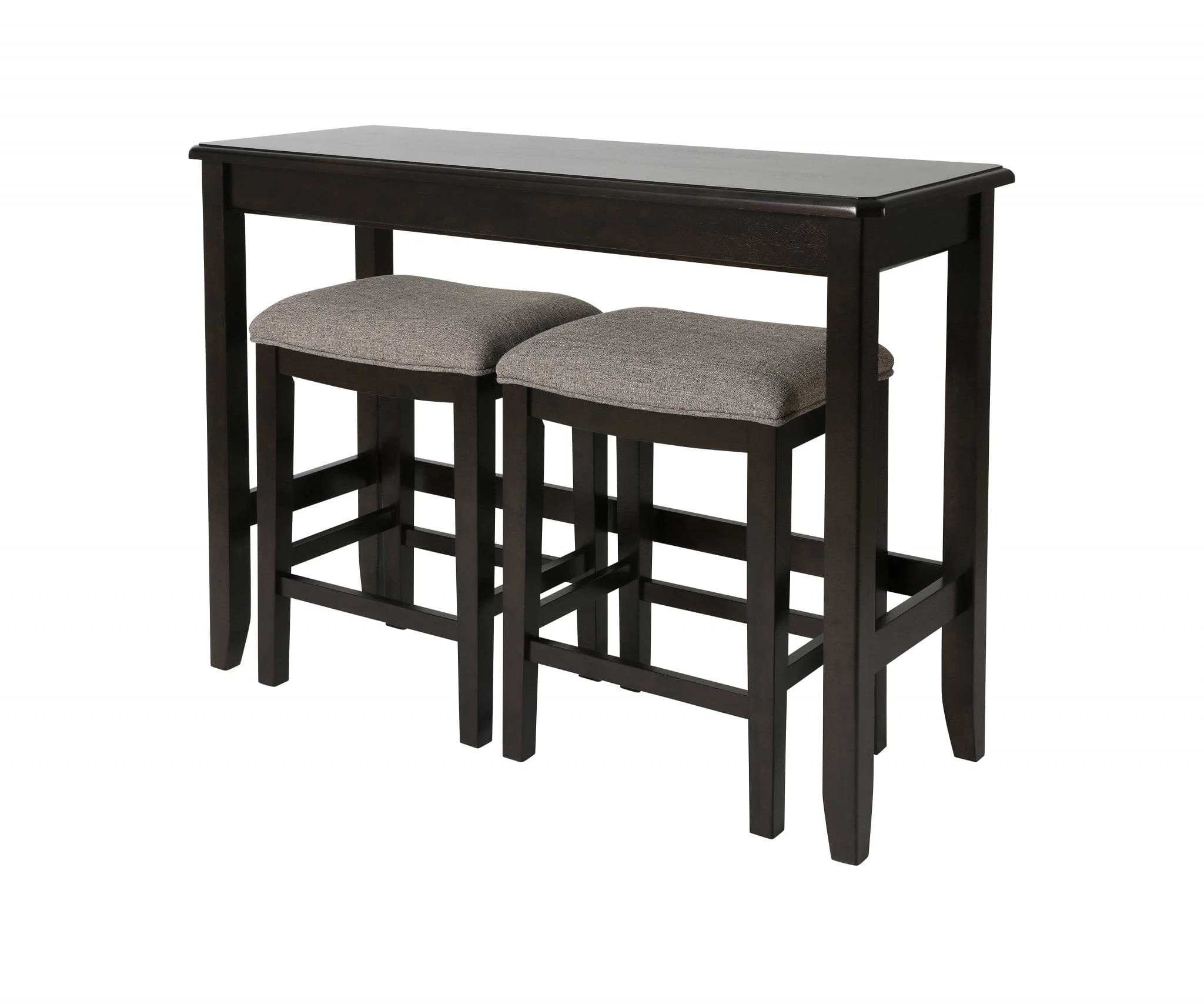 27" Light Gray And Dark Brown Upholstered And Solid Wood Backless Bar Chair - Image 3