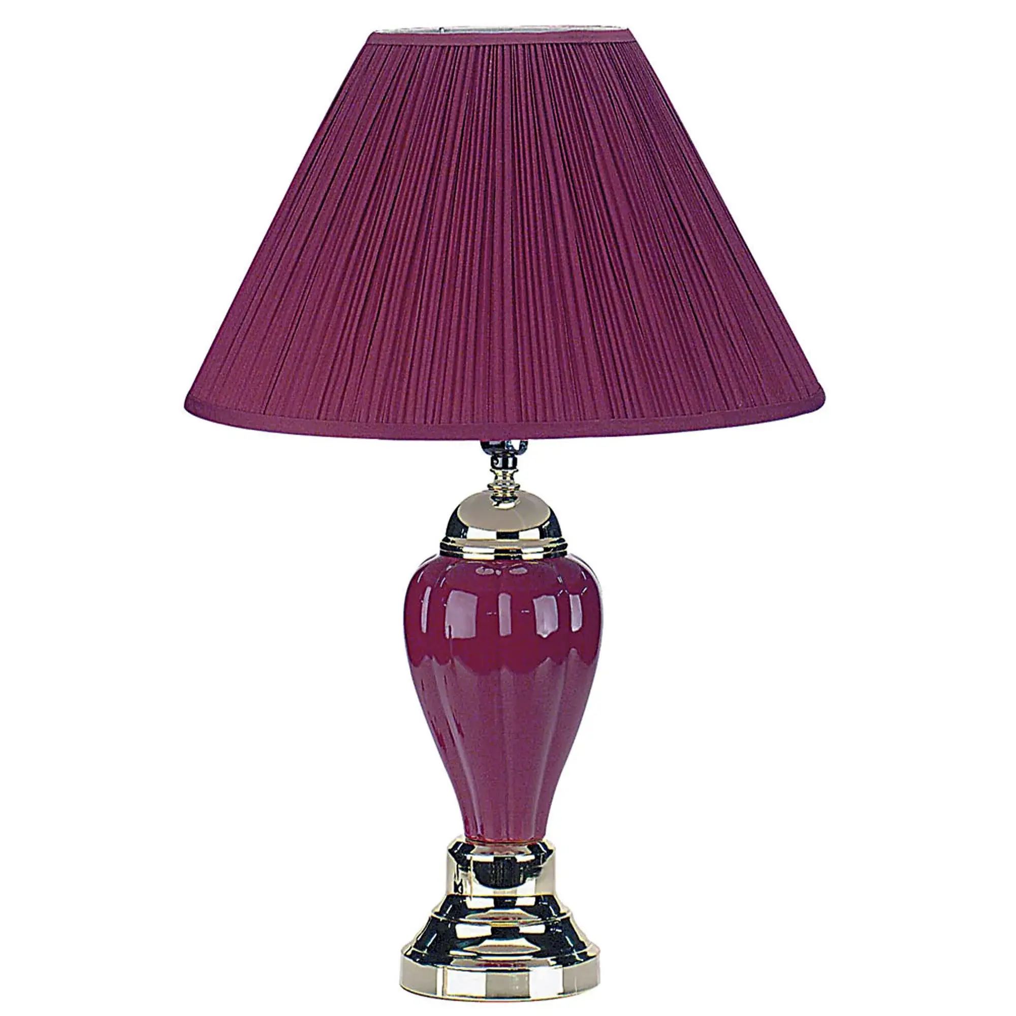 27" Silver Ceramic Bedside Table Lamp With Magenta Empire Shade - Image 3