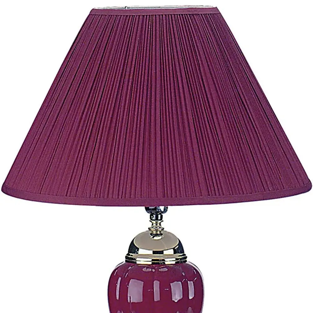 27" Silver Ceramic Bedside Table Lamp With Magenta Empire Shade - Image 5