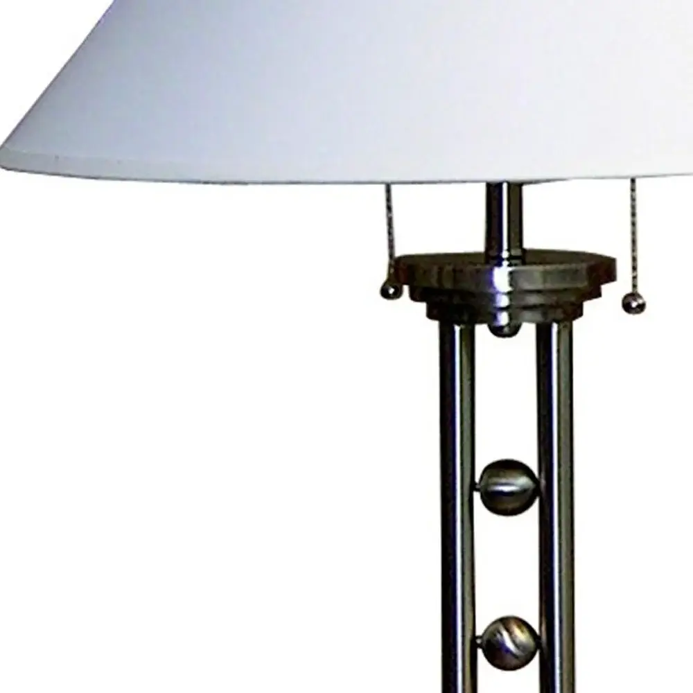 27" Silver Metal Two Light Table Lamp With White Classic Empire Shade - Image 4