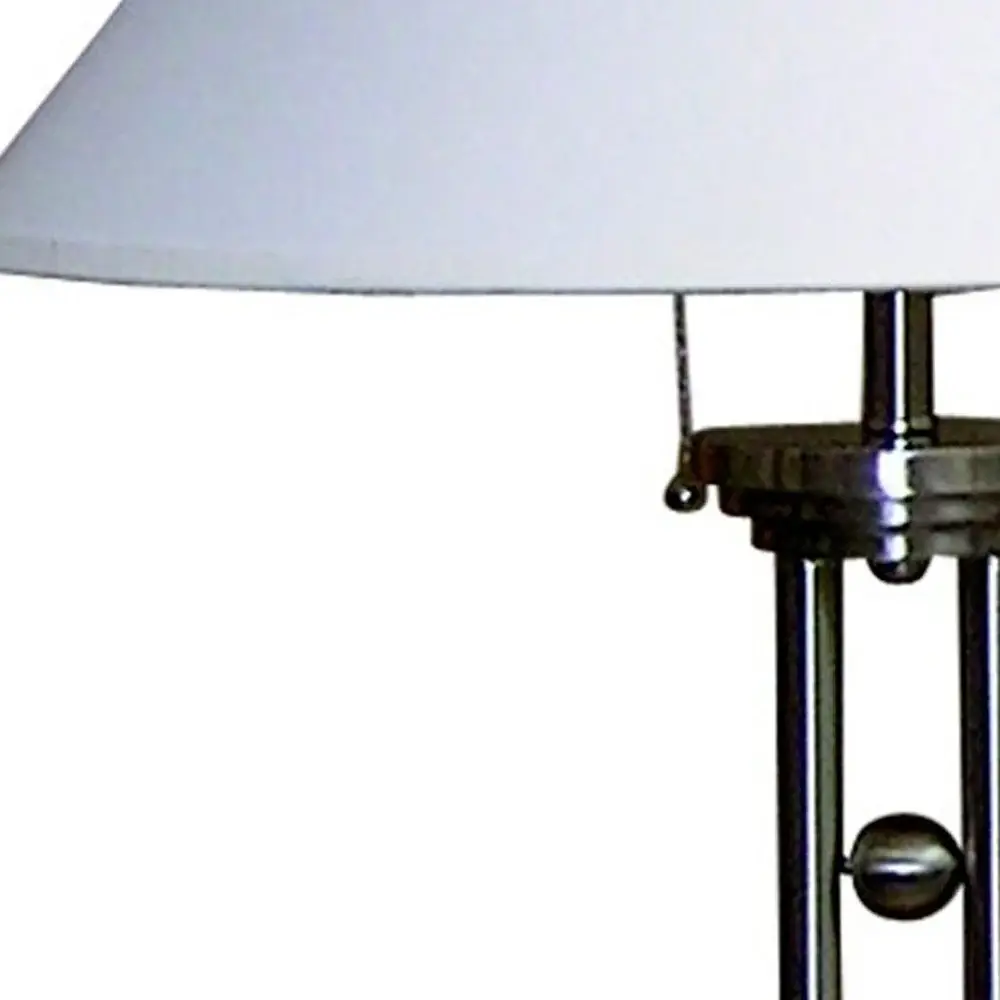 27" Silver Metal Two Light Table Lamp With White Classic Empire Shade - Image 5