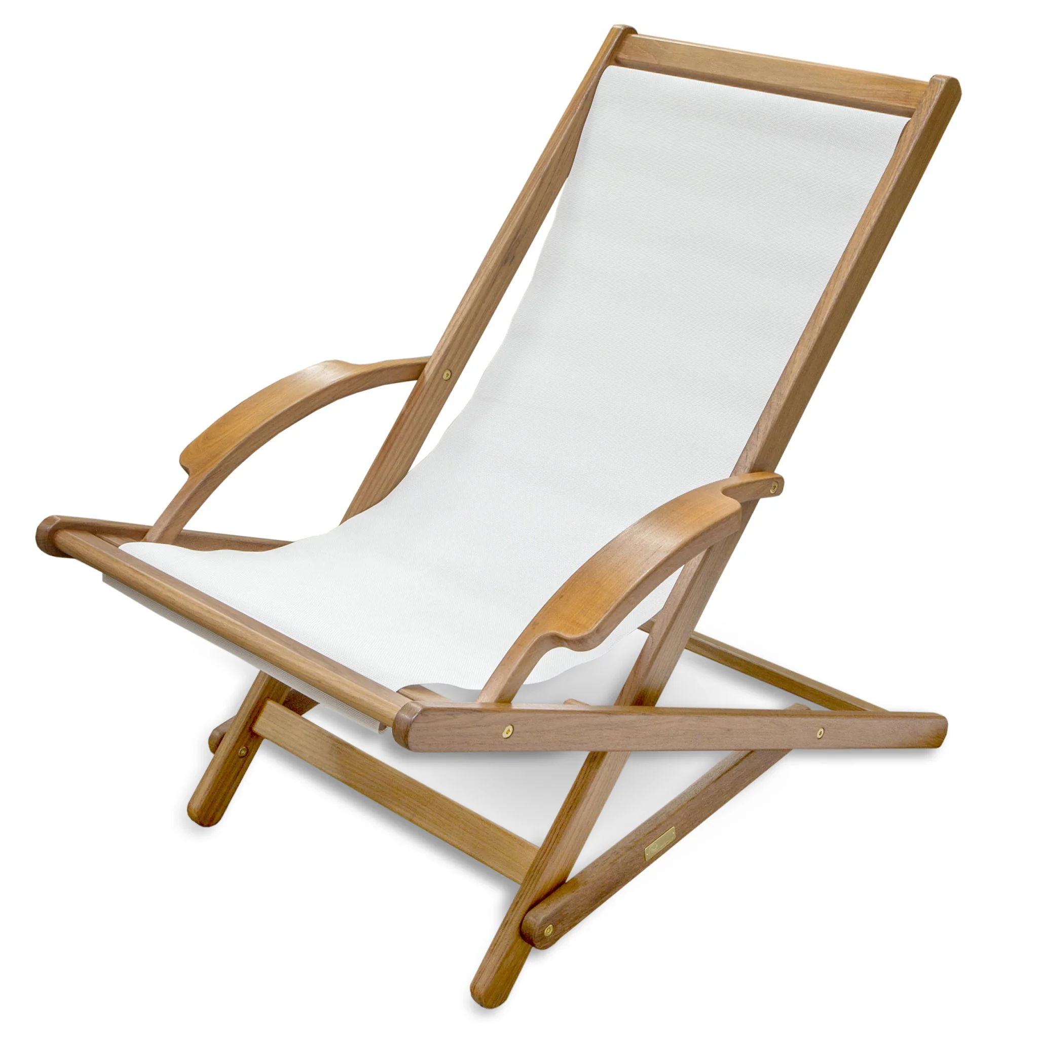 27" White and Natural Wood Solid Wood Indoor Outdoor Deck Chair - Image 2