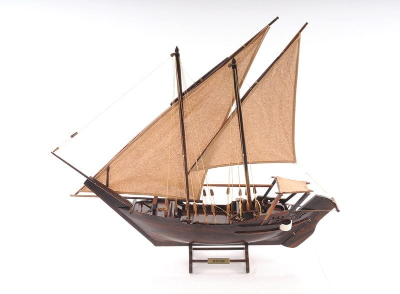 27" Wood Brown Dhow Hand Painted Decorative Boat - Image 3