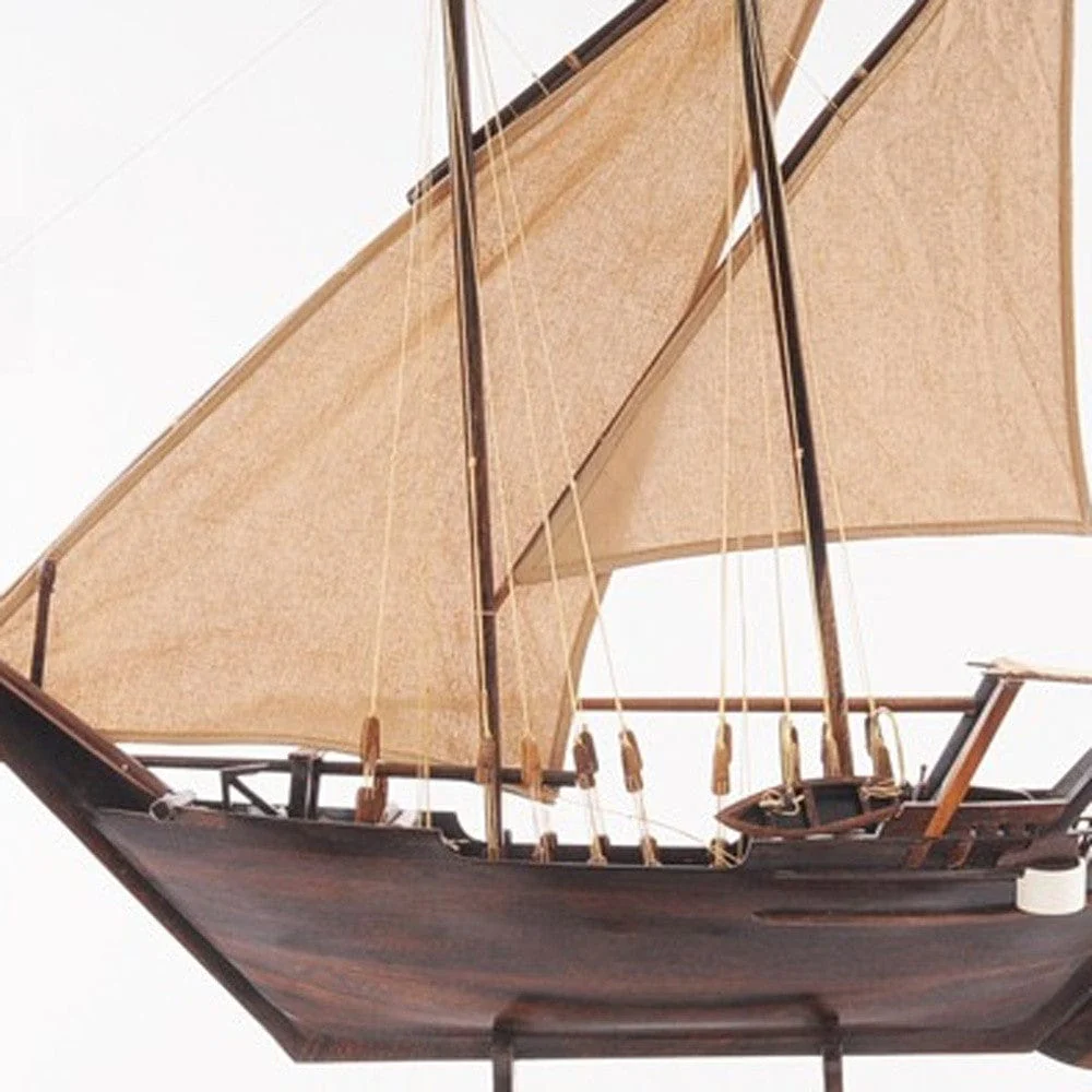 27" Wood Brown Dhow Hand Painted Decorative Boat - Image 7