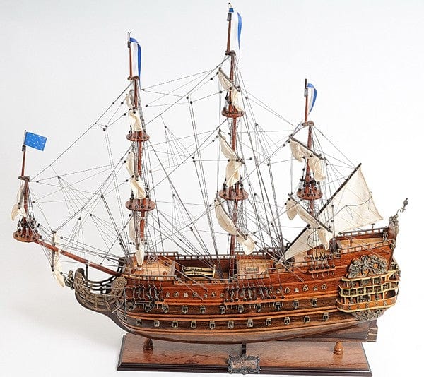 27" Wood Brown Solei Royal Medium Boat Hand Painted Decorative Boat - Image 6