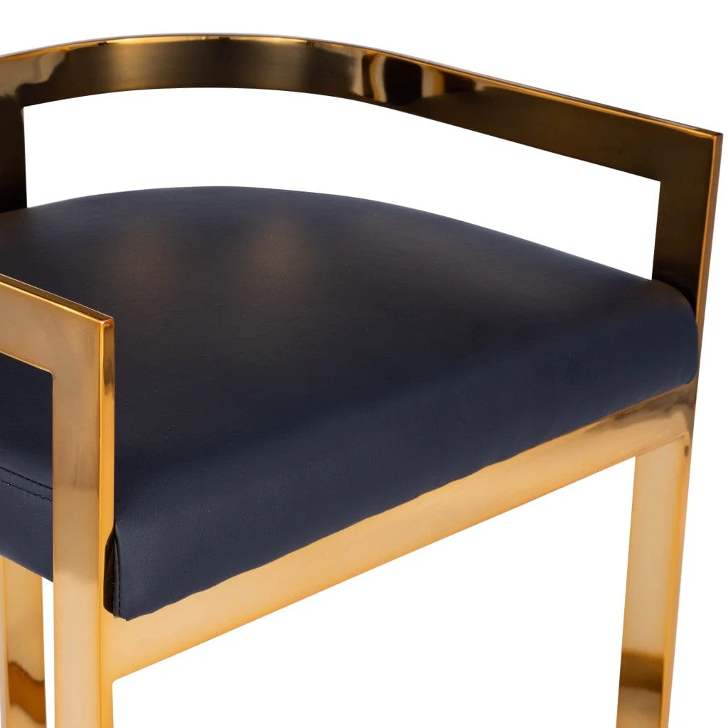 28" Black And Gold Iron Low back Counter Height Bar Chair - Image 5