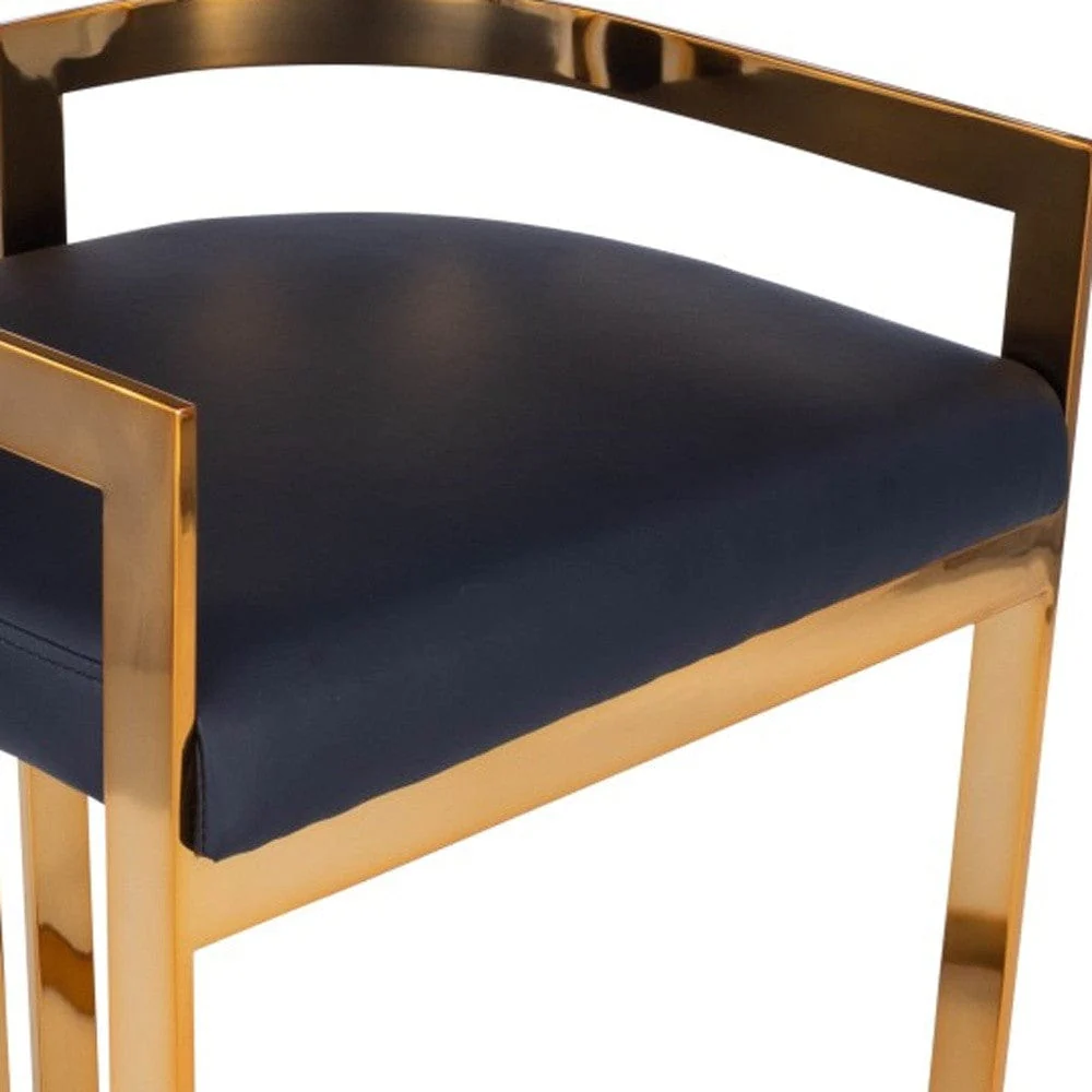 28" Black And Gold Iron Low back Counter Height Bar Chair - Image 8