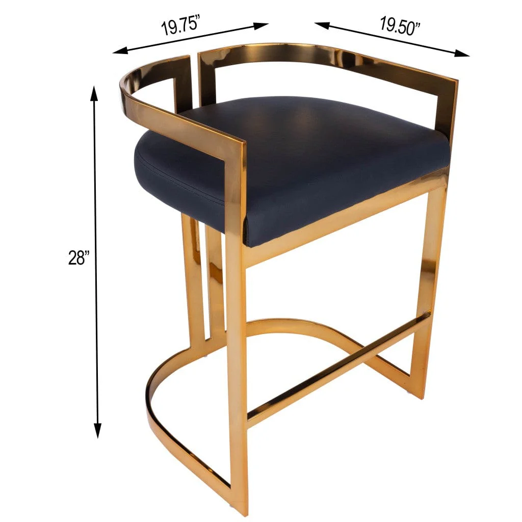 28" Black And Gold Iron Low back Counter Height Bar Chair - Image 9