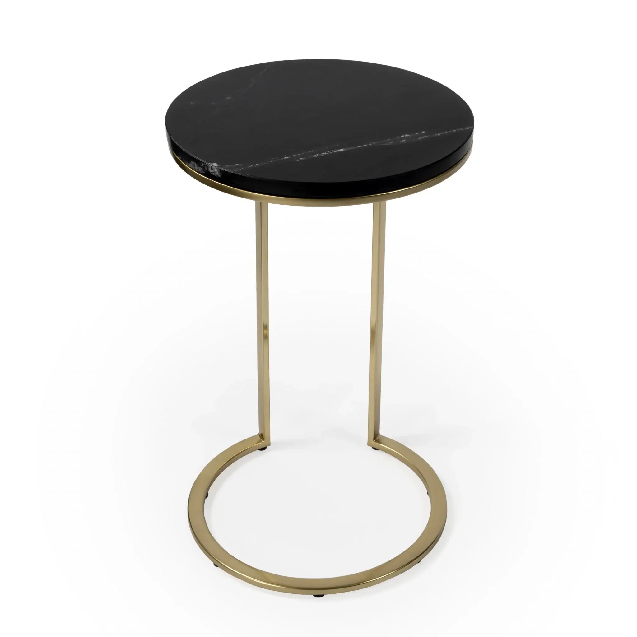28" Black Marble Round End Table - Image 2