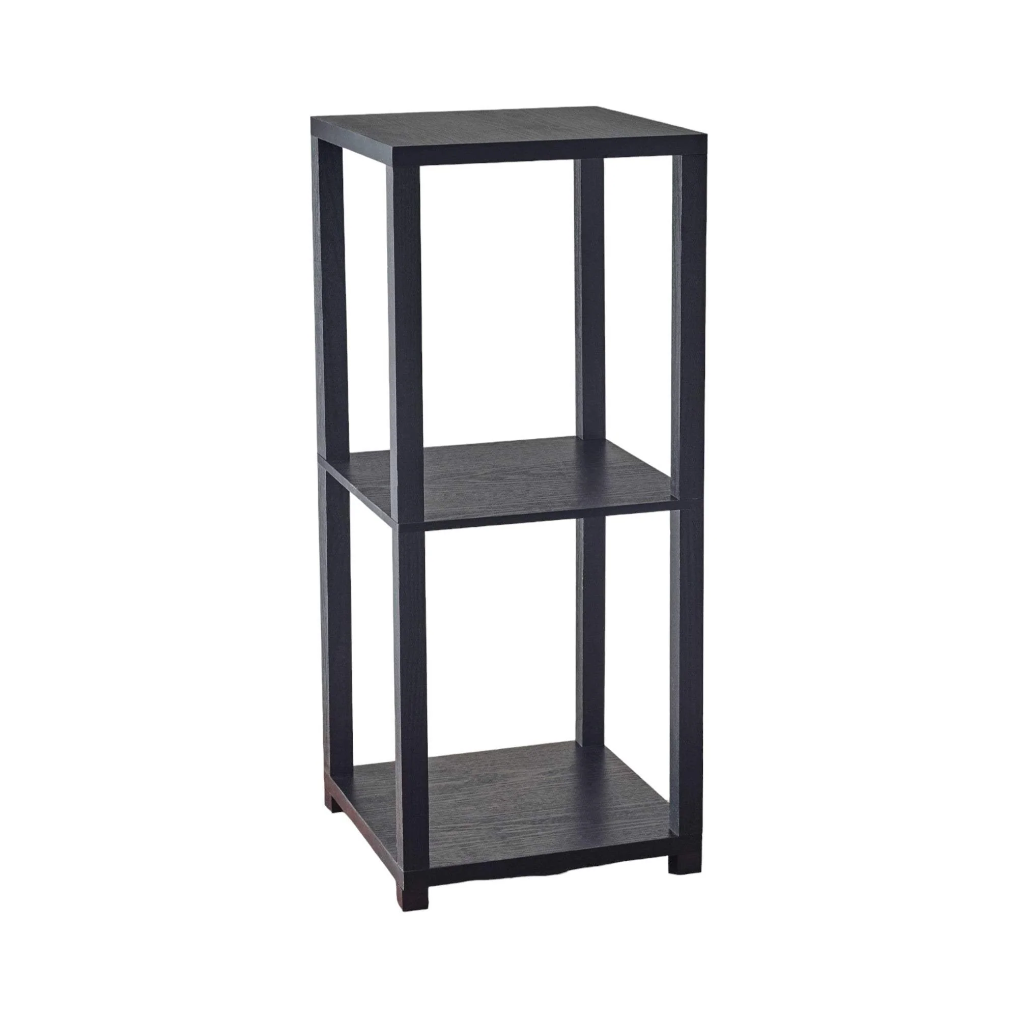 28" Black Square End Table With Two Shelves - Image 2