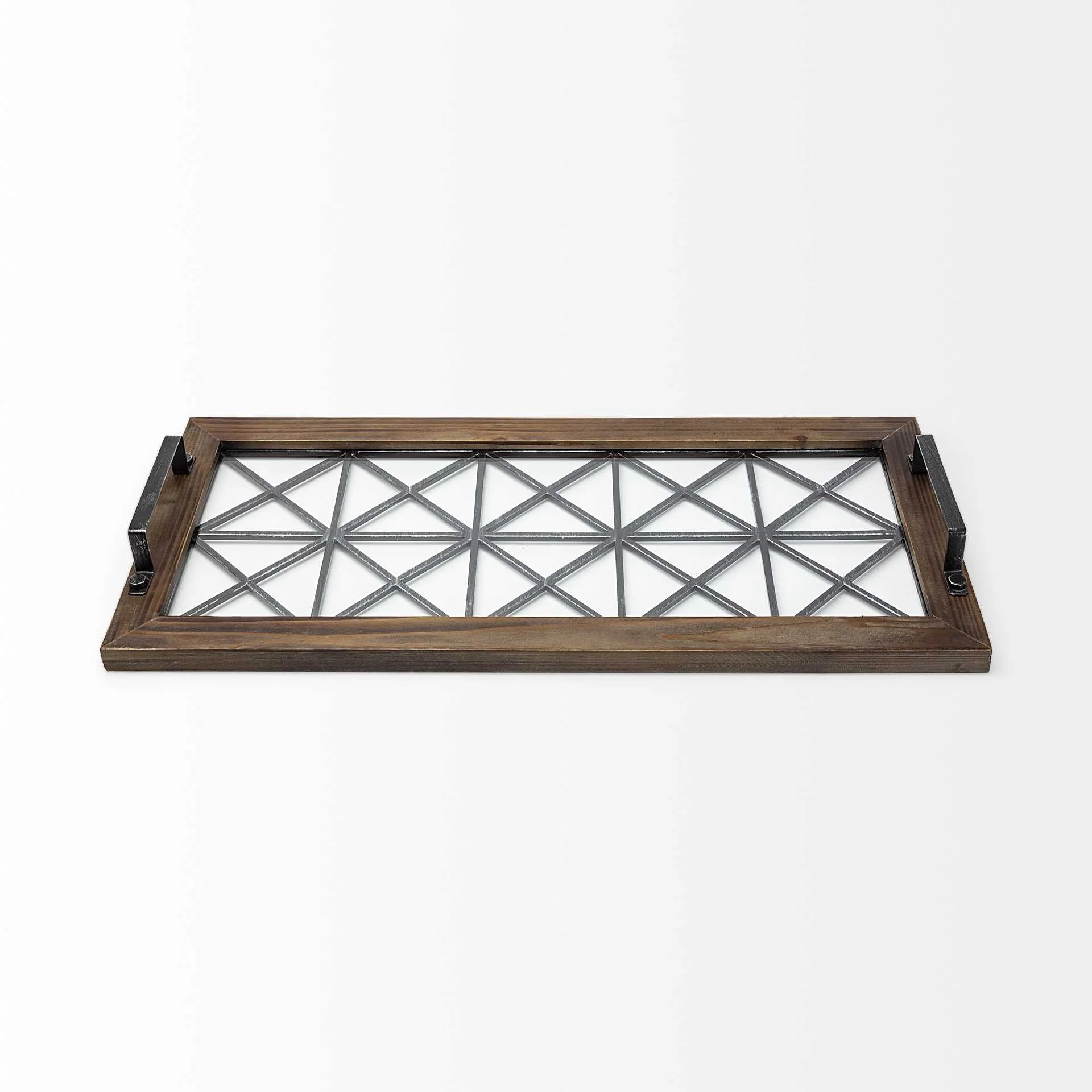 28" Brown Wood Indoor Outdoor Tray With Handles - Image 3