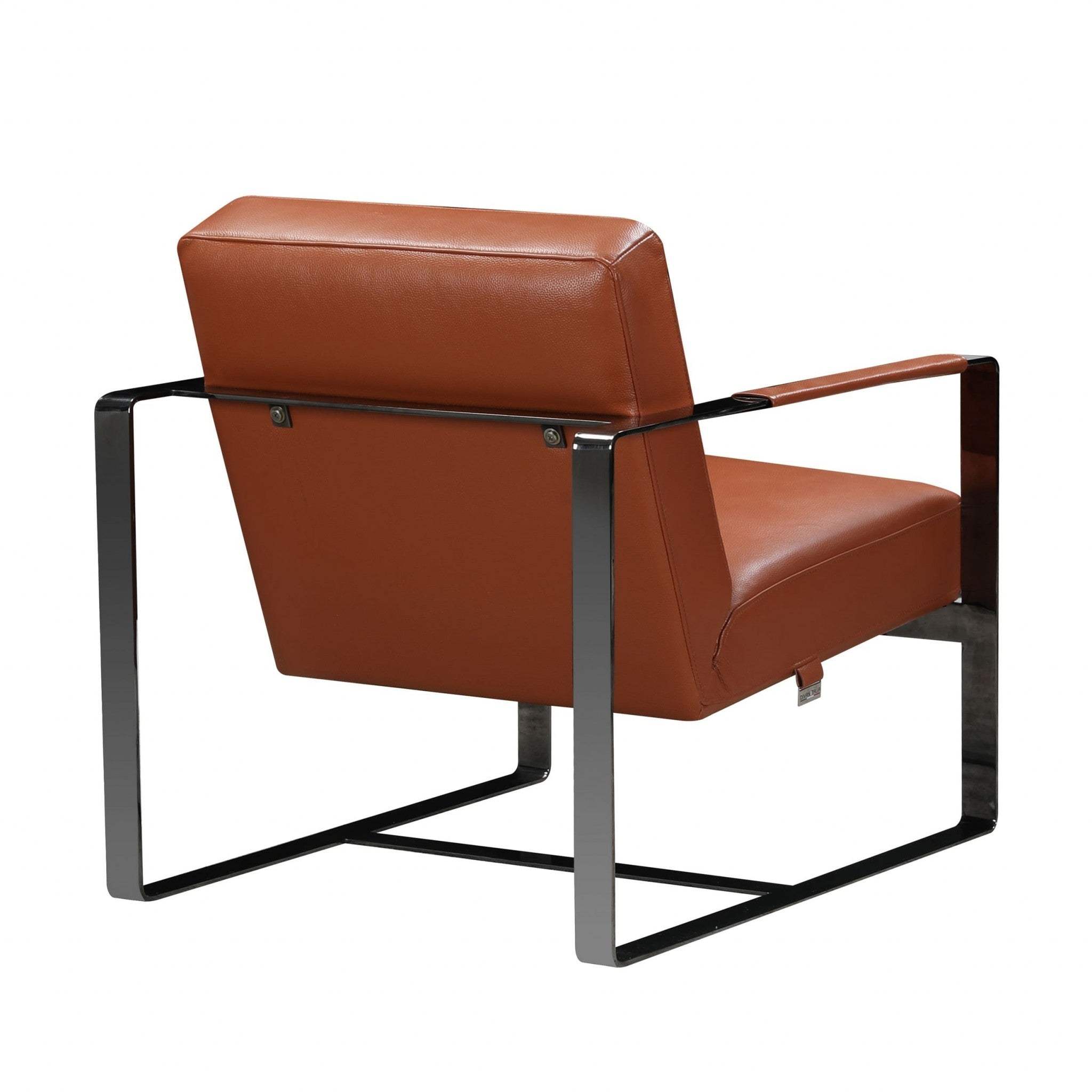 28" Camel And Black Genuine Leather Arm Chair - Image 4