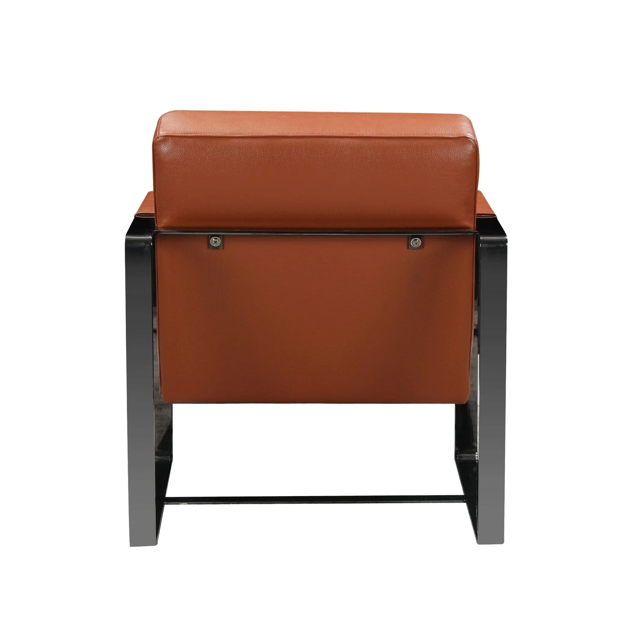 28" Camel And Black Genuine Leather Arm Chair - Image 5