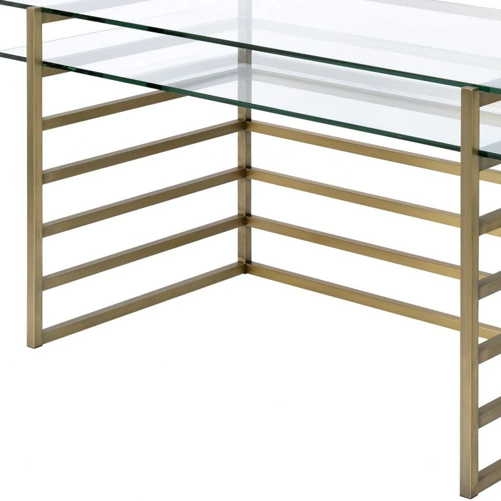 28" Clear and Gold Glass Mirrored - Image 5