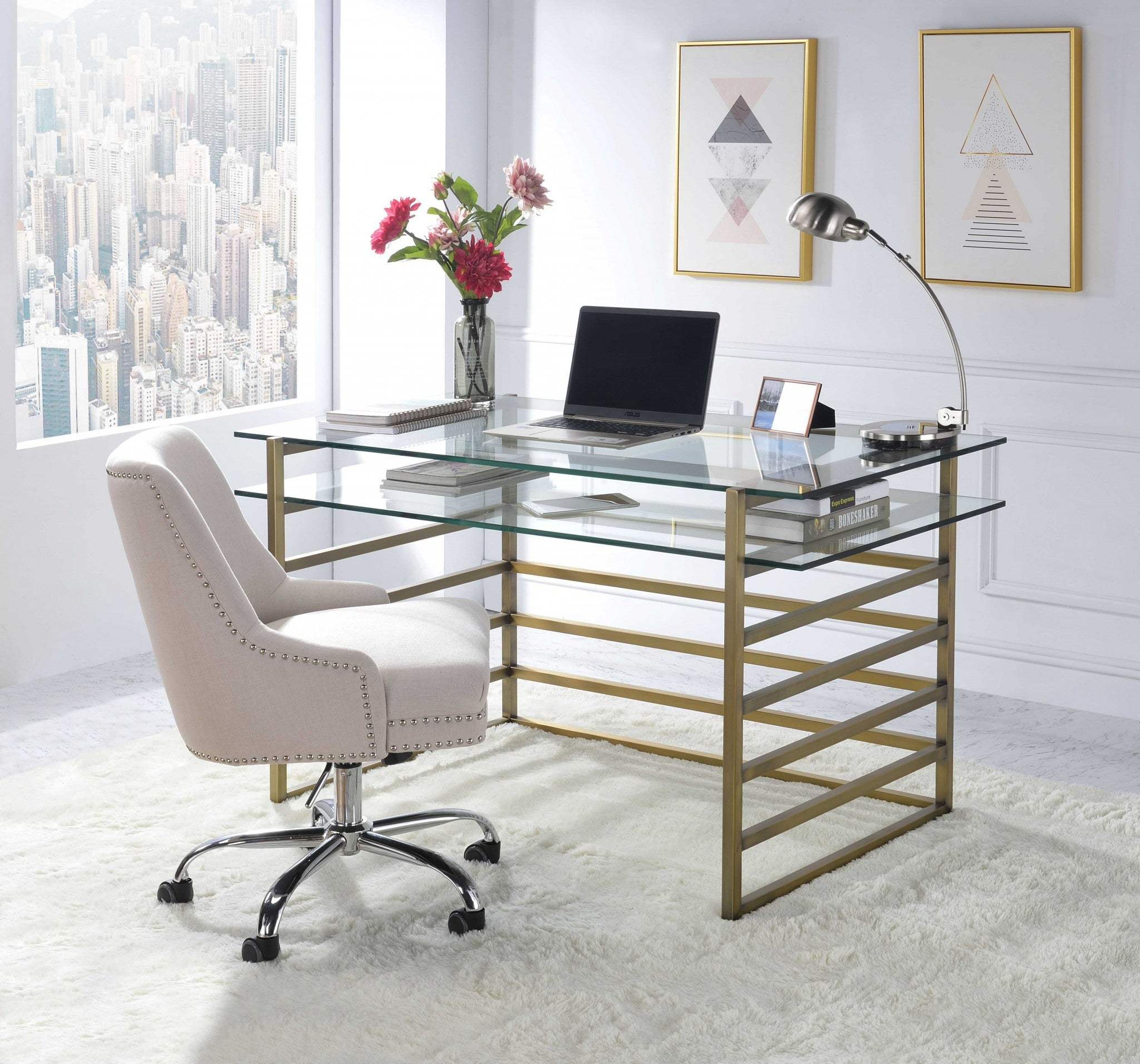 28" Clear and Gold Glass Mirrored - Image 6