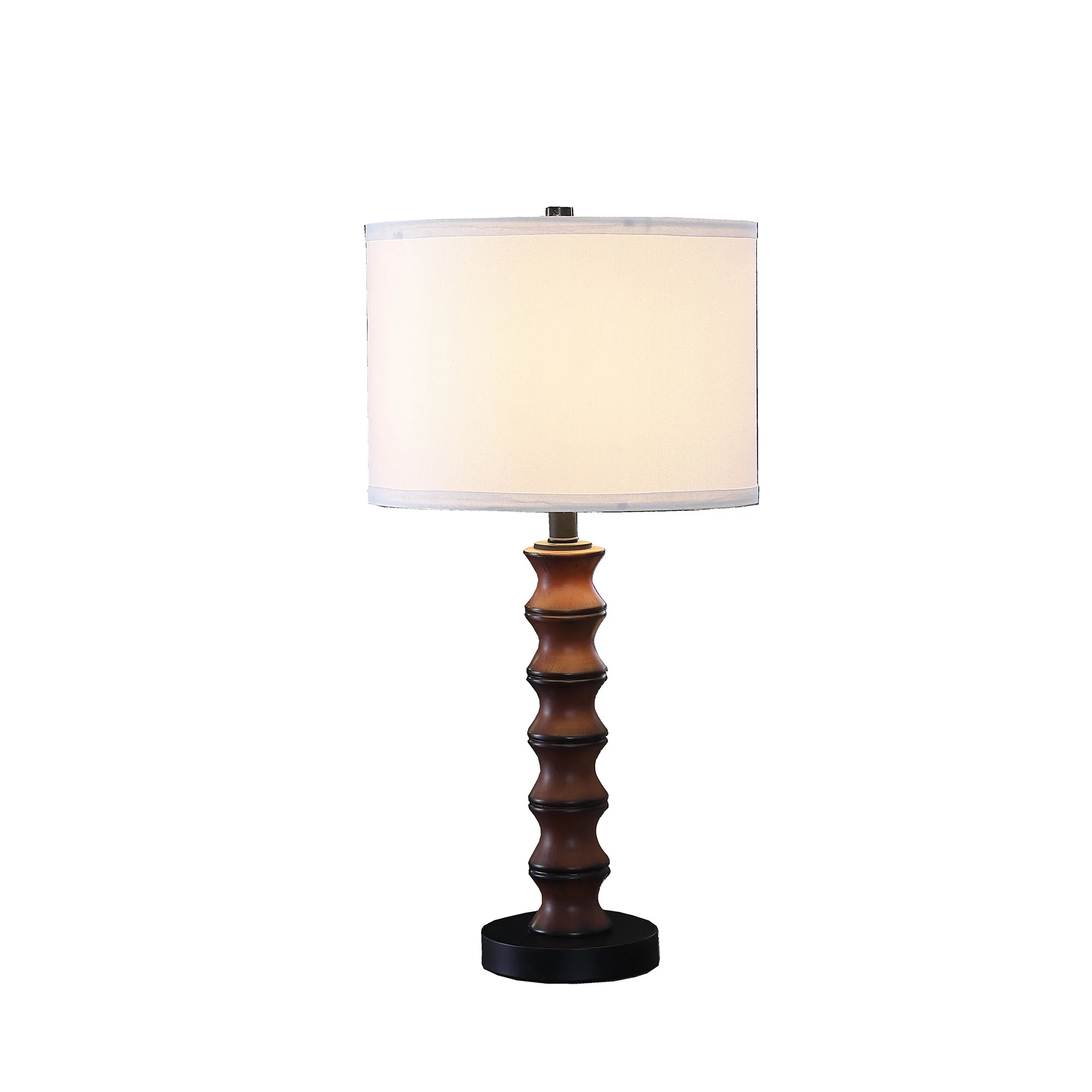 28" Dark Cherry Polyresin Indents Table Lamp With White Shade - Image 2
