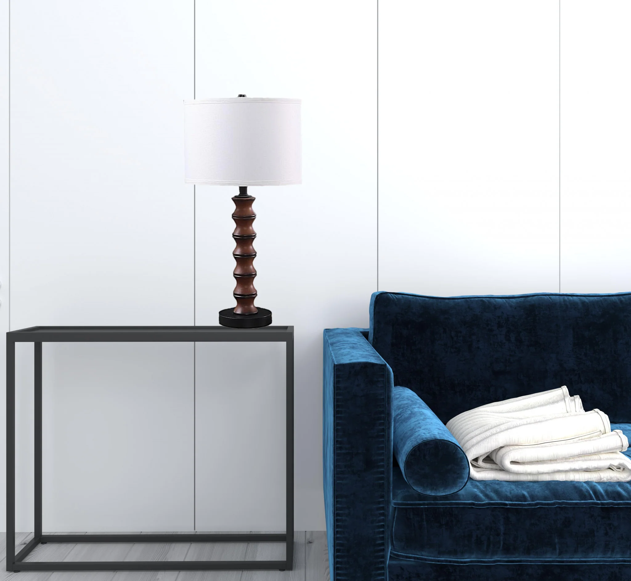 28" Dark Cherry Polyresin Indents Table Lamp With White Shade - Image 3