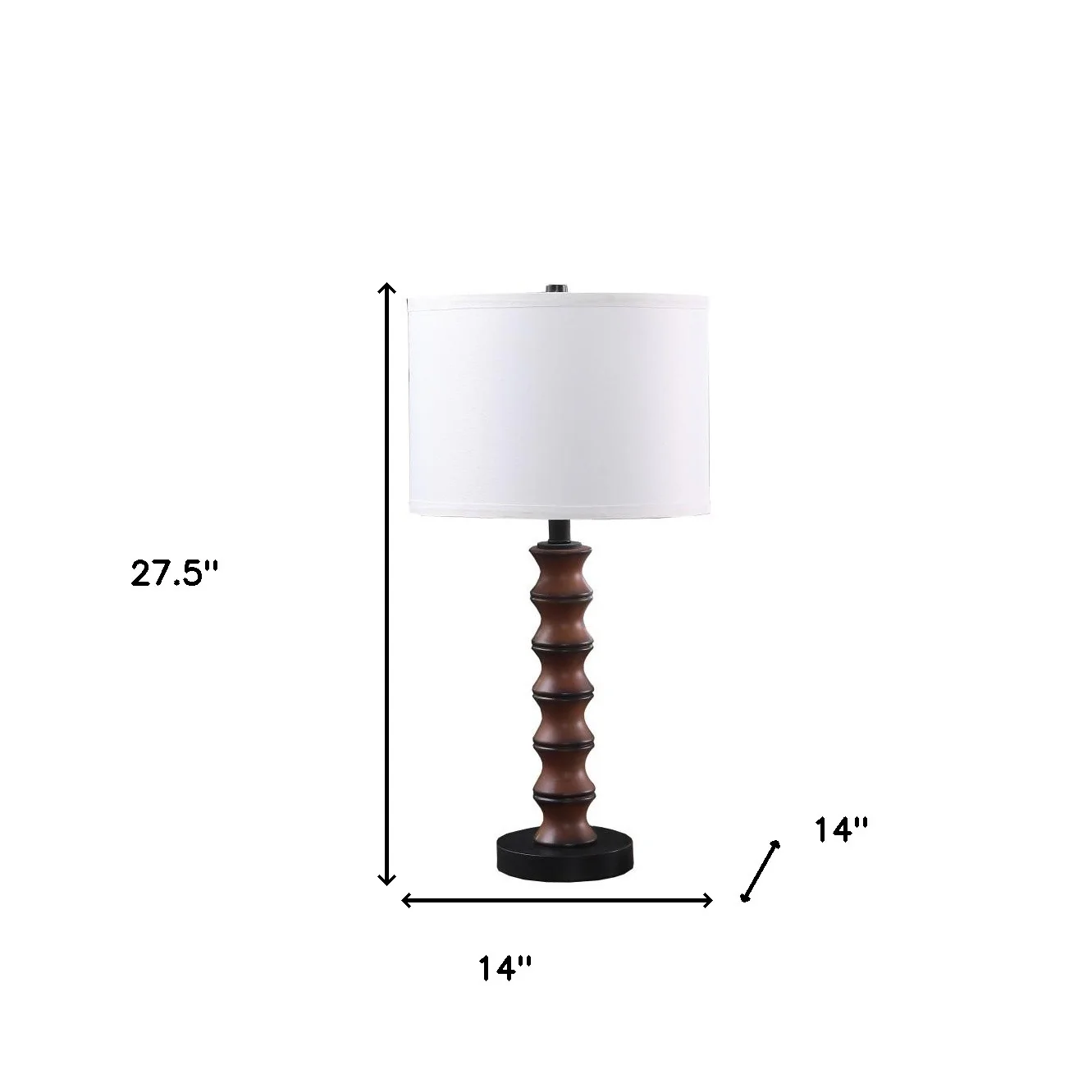 28" Dark Cherry Polyresin Indents Table Lamp With White Shade - Image 7