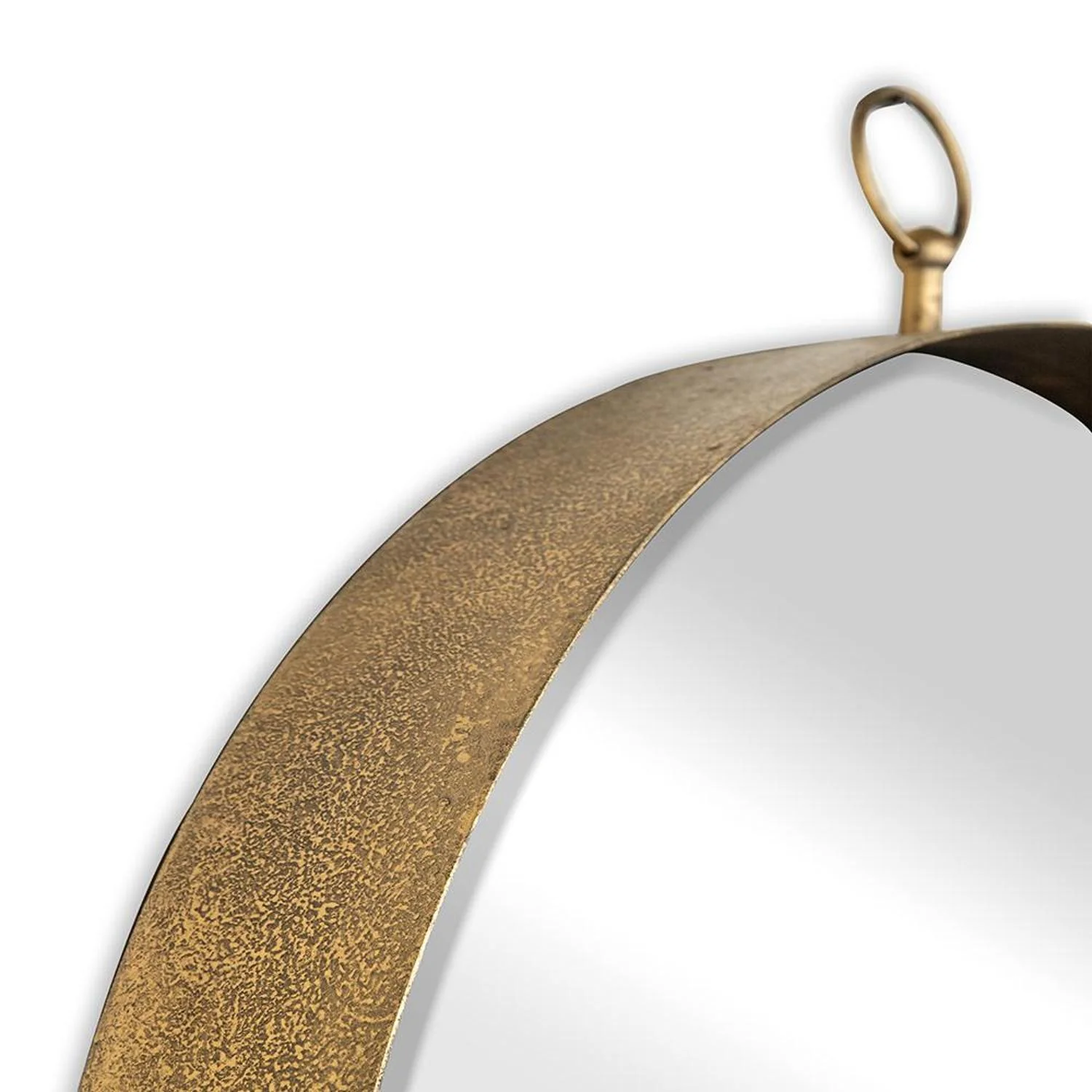 28" Gold Round Iron Framed Accent Mirror - Image 4