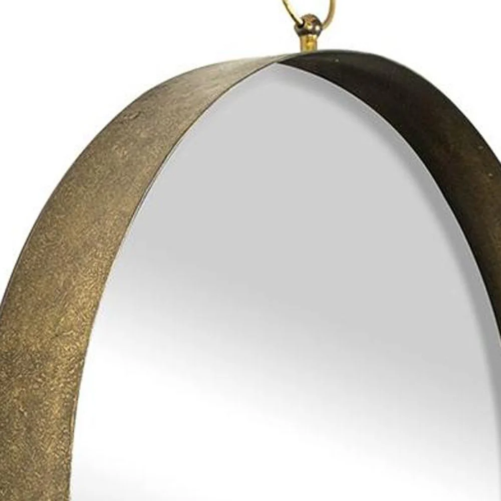 28" Gold Round Iron Framed Accent Mirror - Image 5