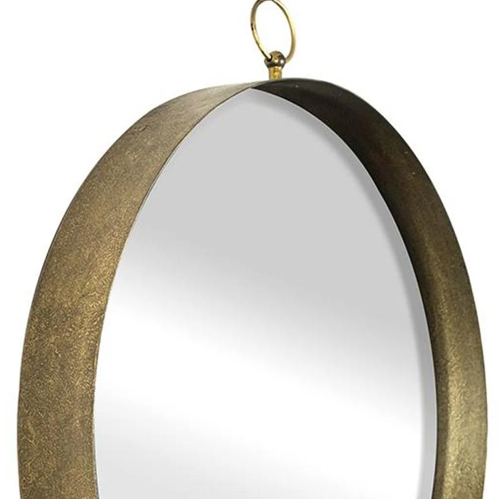 28" Gold Round Iron Framed Accent Mirror - Image 6