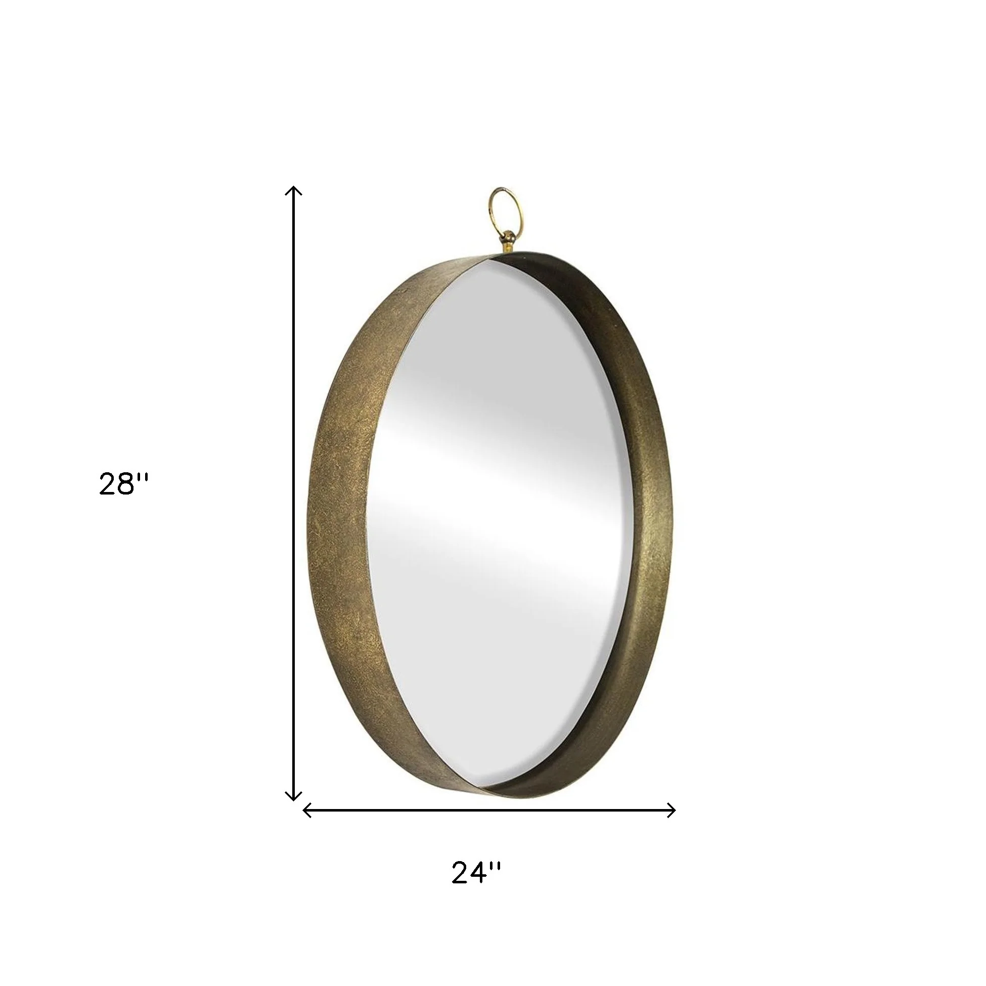 28" Gold Round Iron Framed Accent Mirror - Image 7