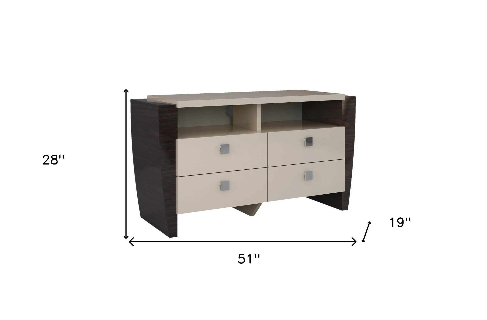 28" Refined Beige High Gloss Tv Entertainment Unit - Image 5