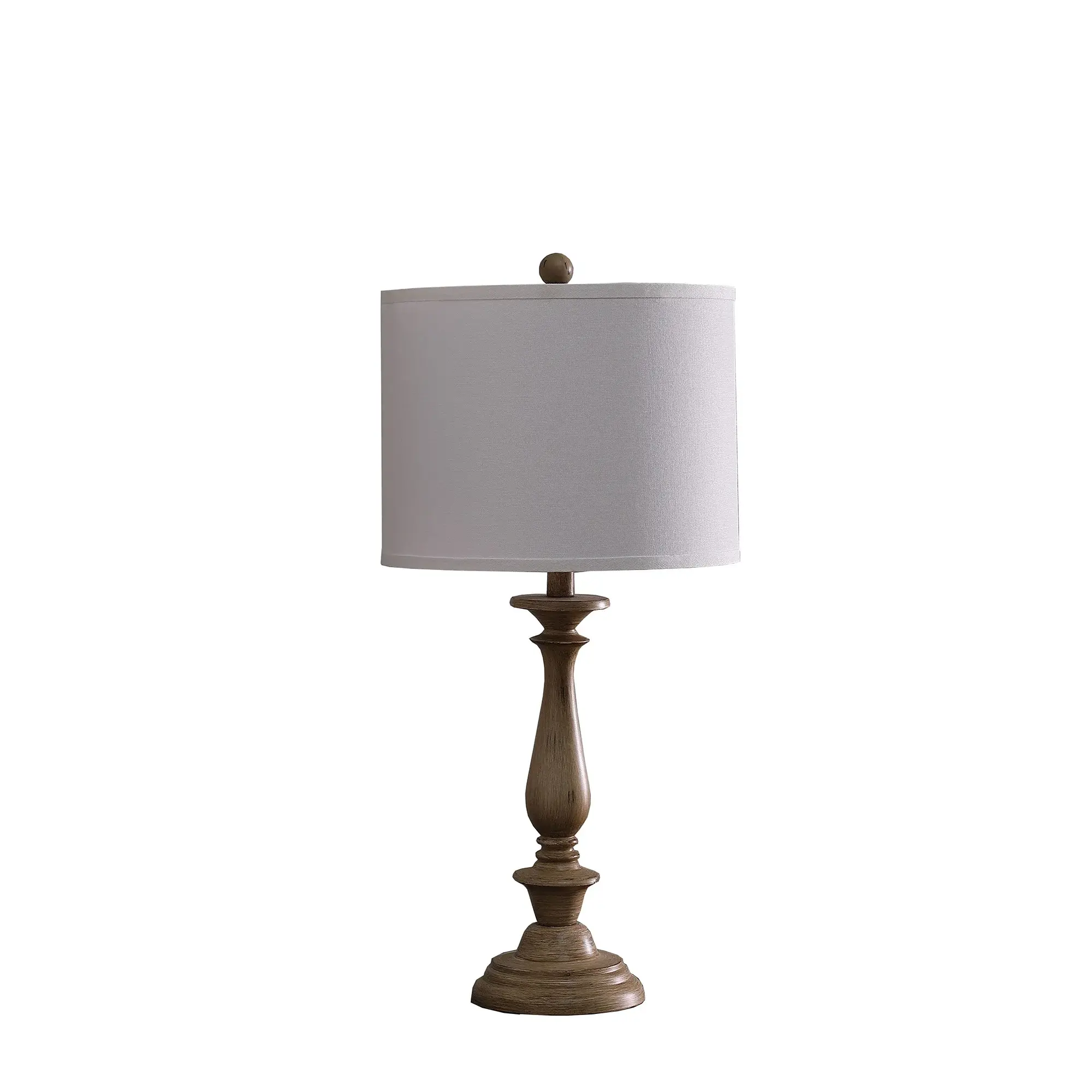28" Rustic Taupe Cream Candlestick Table Lamp With White Shade - Image 2