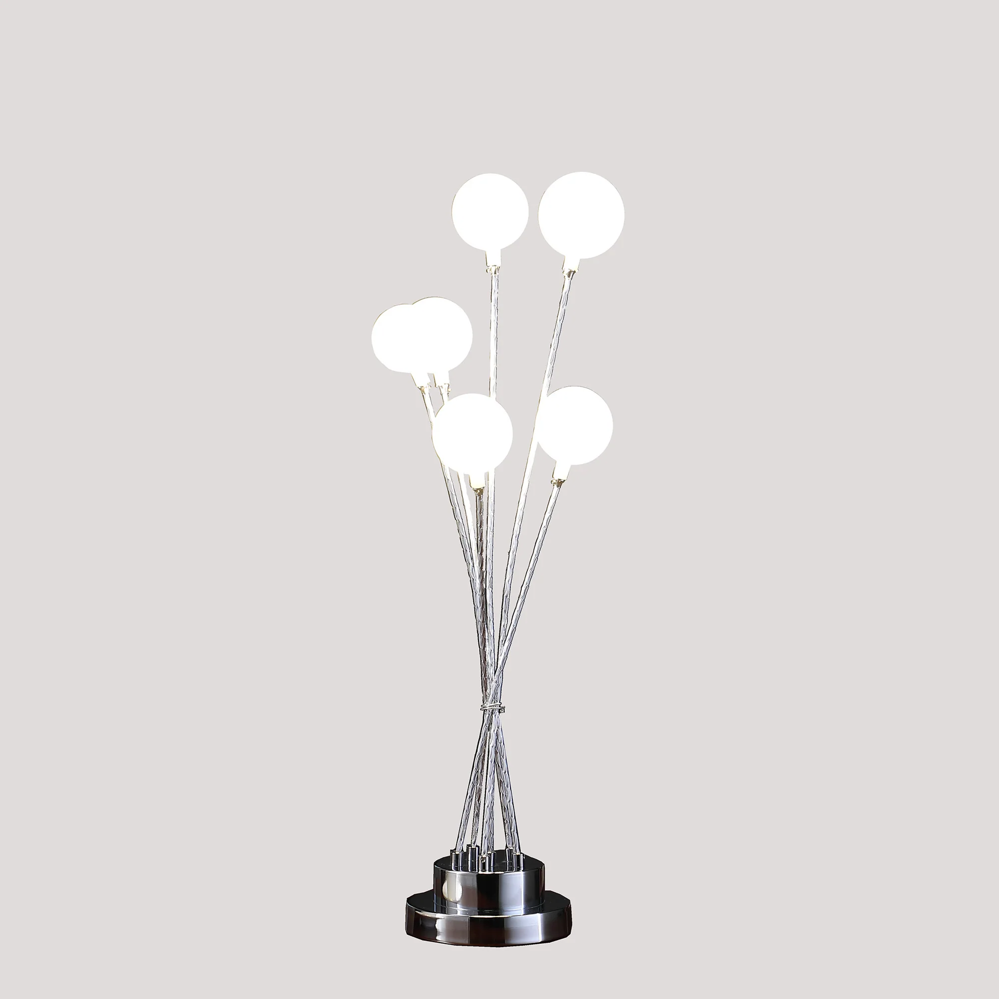 28" Silver Chrome Six Light Globe Desk or Table Lamp - Image 3