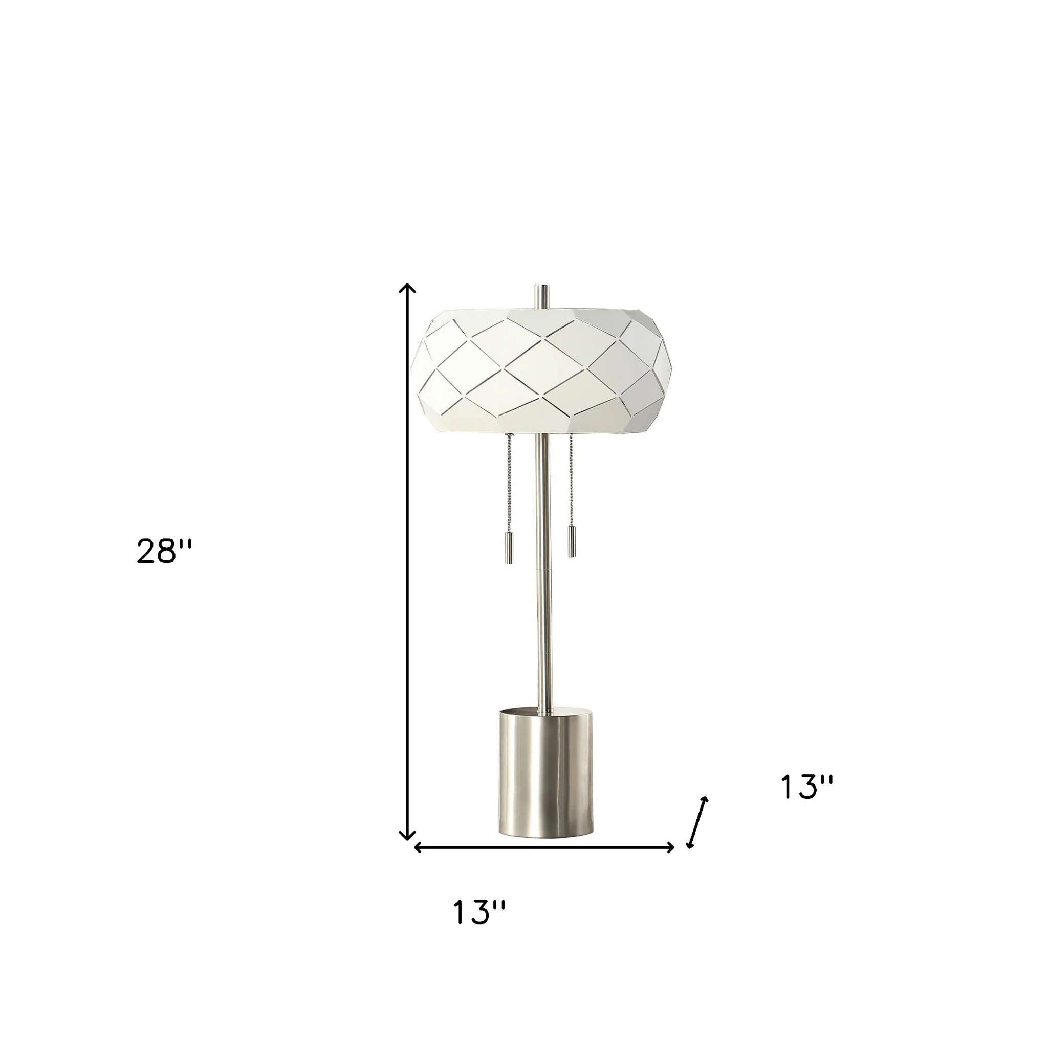28" Silver Metal Table Lamp With Geometric Laser Cut Metal Shade - Image 7