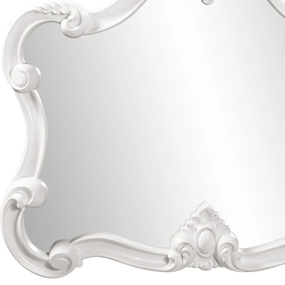 28" White Baroque Framed Accent Mirror - Image 8