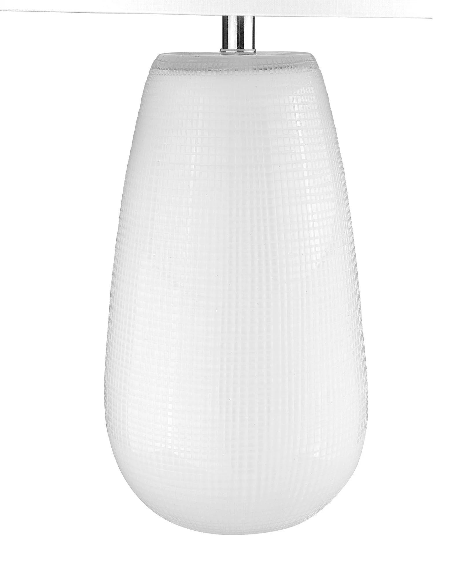 28" White Glass Table Lamp With White Drum Shade - Image 5