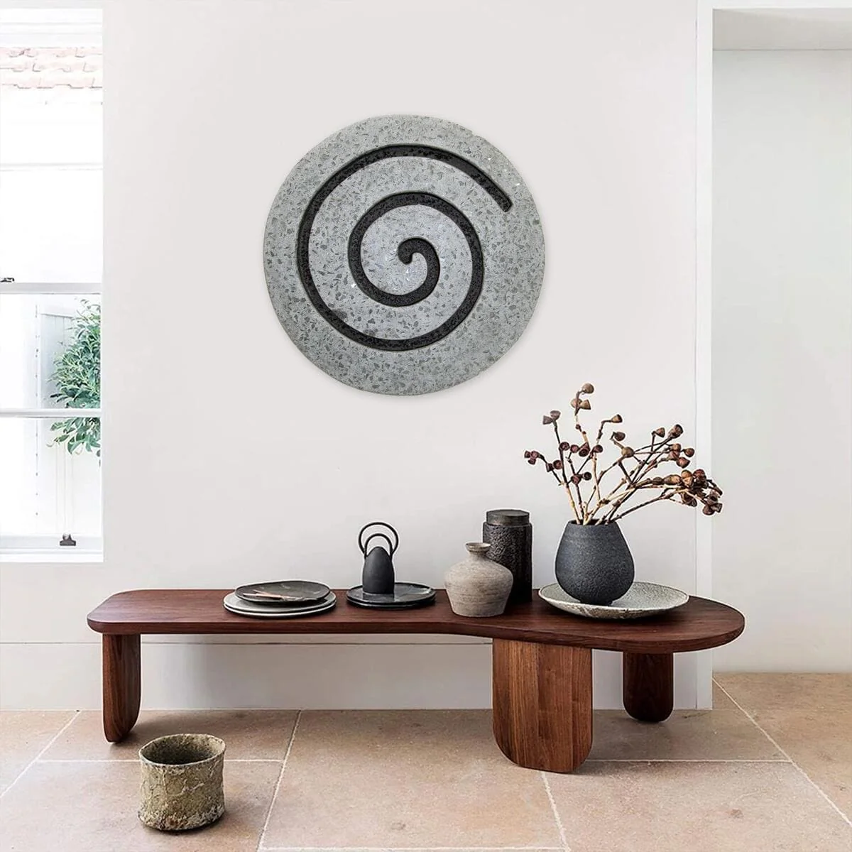 28" X 28" X 2" Gray Round Modern Spiral Wall Art - Image 3