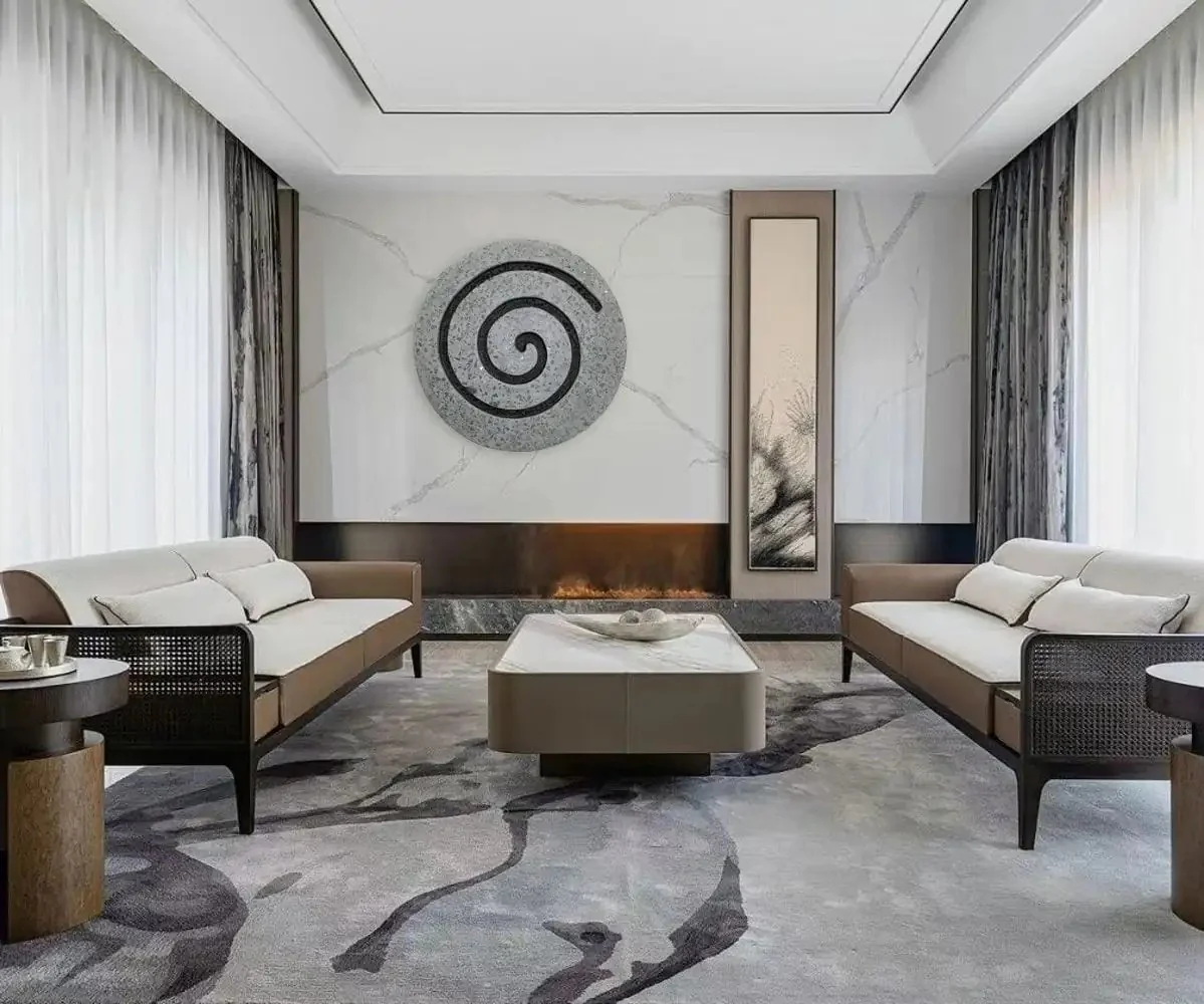 28" X 28" X 2" Gray Round Modern Spiral Wall Art - Image 4