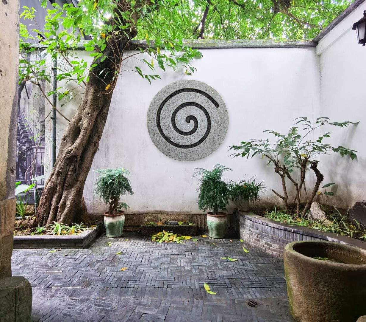 28" X 28" X 2" Gray Round Modern Spiral Wall Art - Image 5