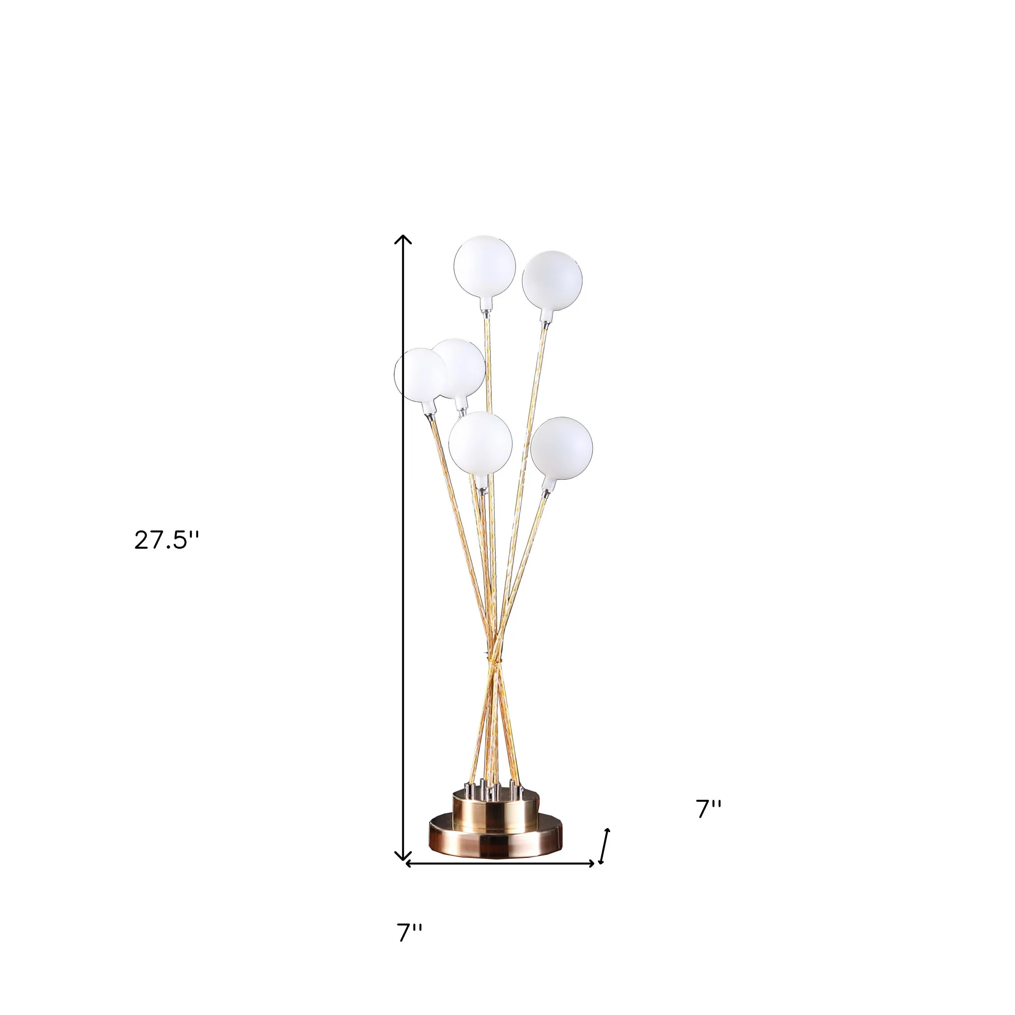 28" Yellow Gold Six Light Globe Desk or Table Lamp - Image 6