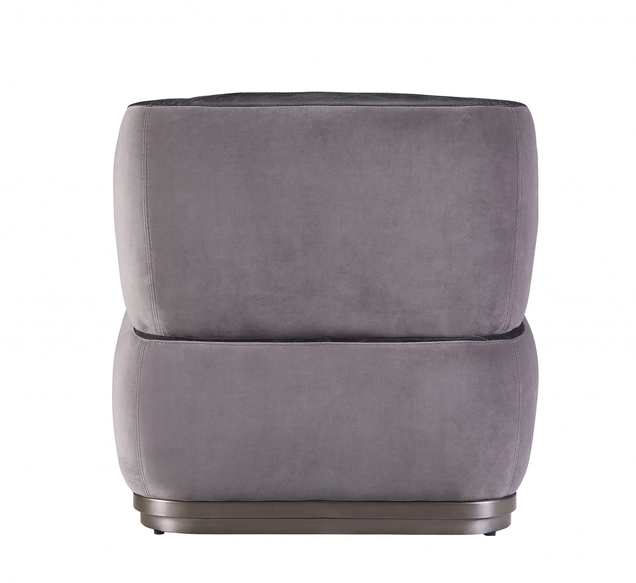 29" Antique Slate Gray Velvet And Brown Solid Color Slipper Chair - Image 4