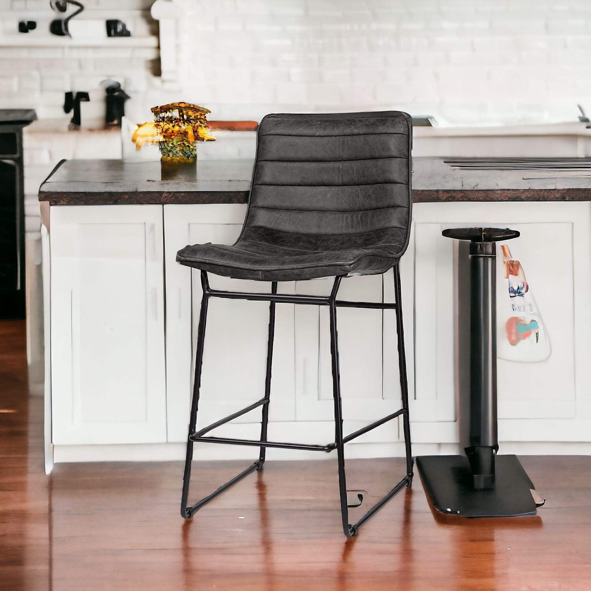 29" Black Iron Counter Height Bar Chair - Image 2