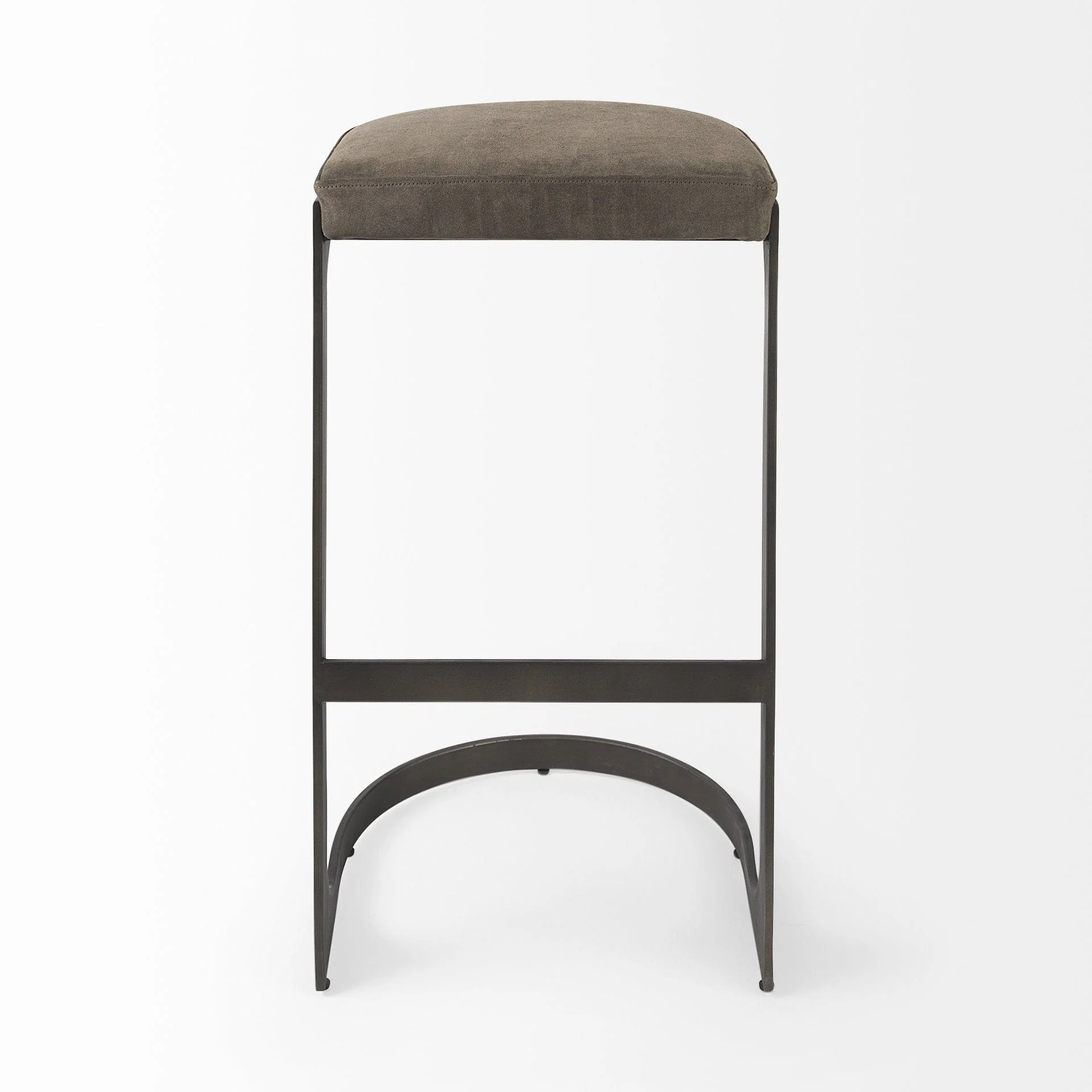 29" Brown Leather And Iron Backless Bar Chair - Image 3