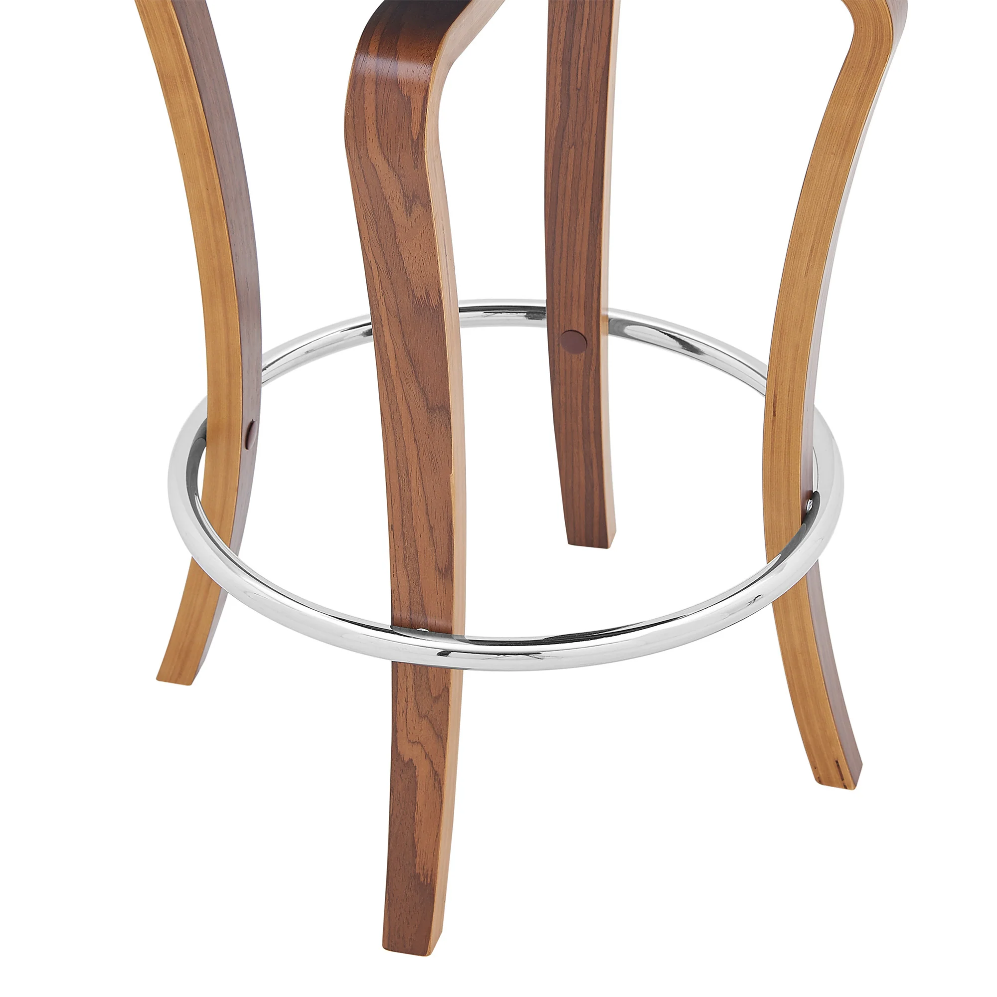 29" Gray And Brown Faux Leather Swivel Bar Height Bar Chair - Image 9